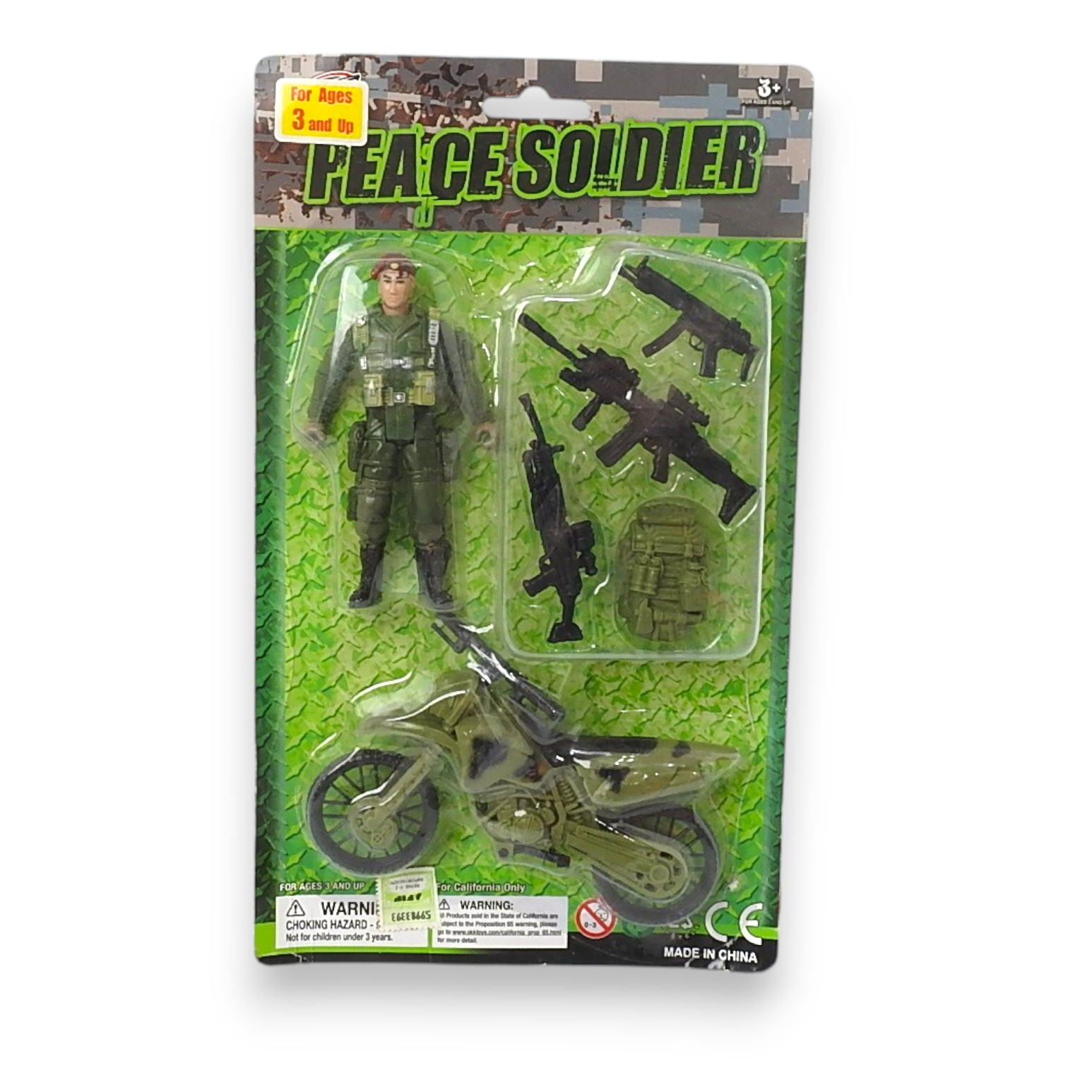 SOLDADO PEACE C/ARMAS/MOTO E/BLISTER