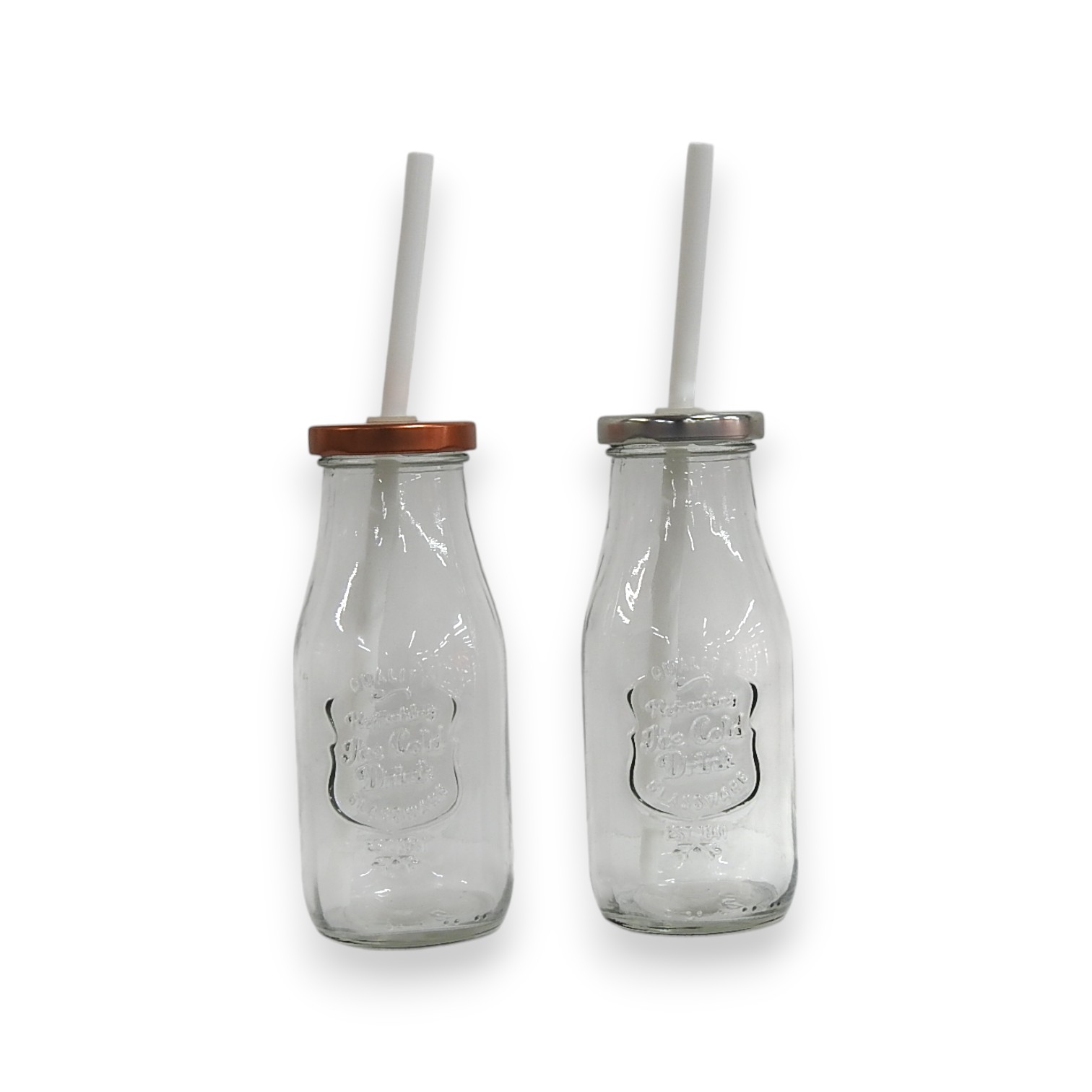 BOTELLA C/SORBETE Y TAPA PLATA/COBRE