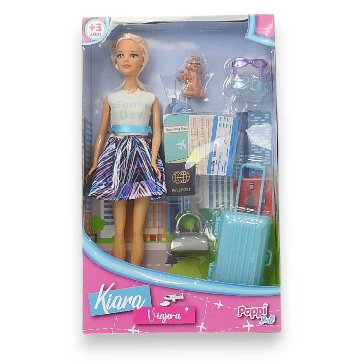 MUÑECA KIARA VIAJERA CON ACCESORIOS POPPI DOLL