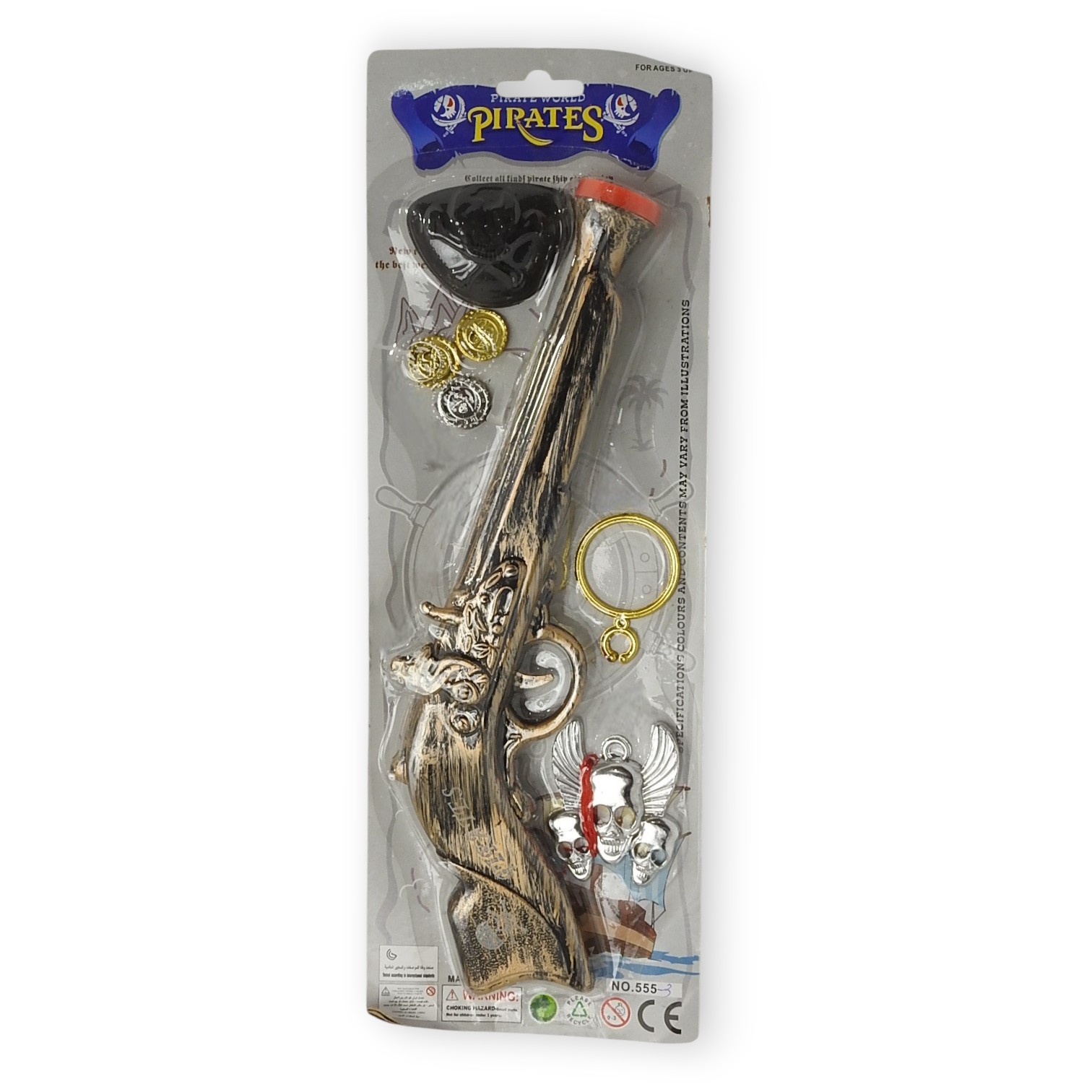 SET DE PISTOLA DE PIRATA CON ACCESORIOS 7 PZAS.