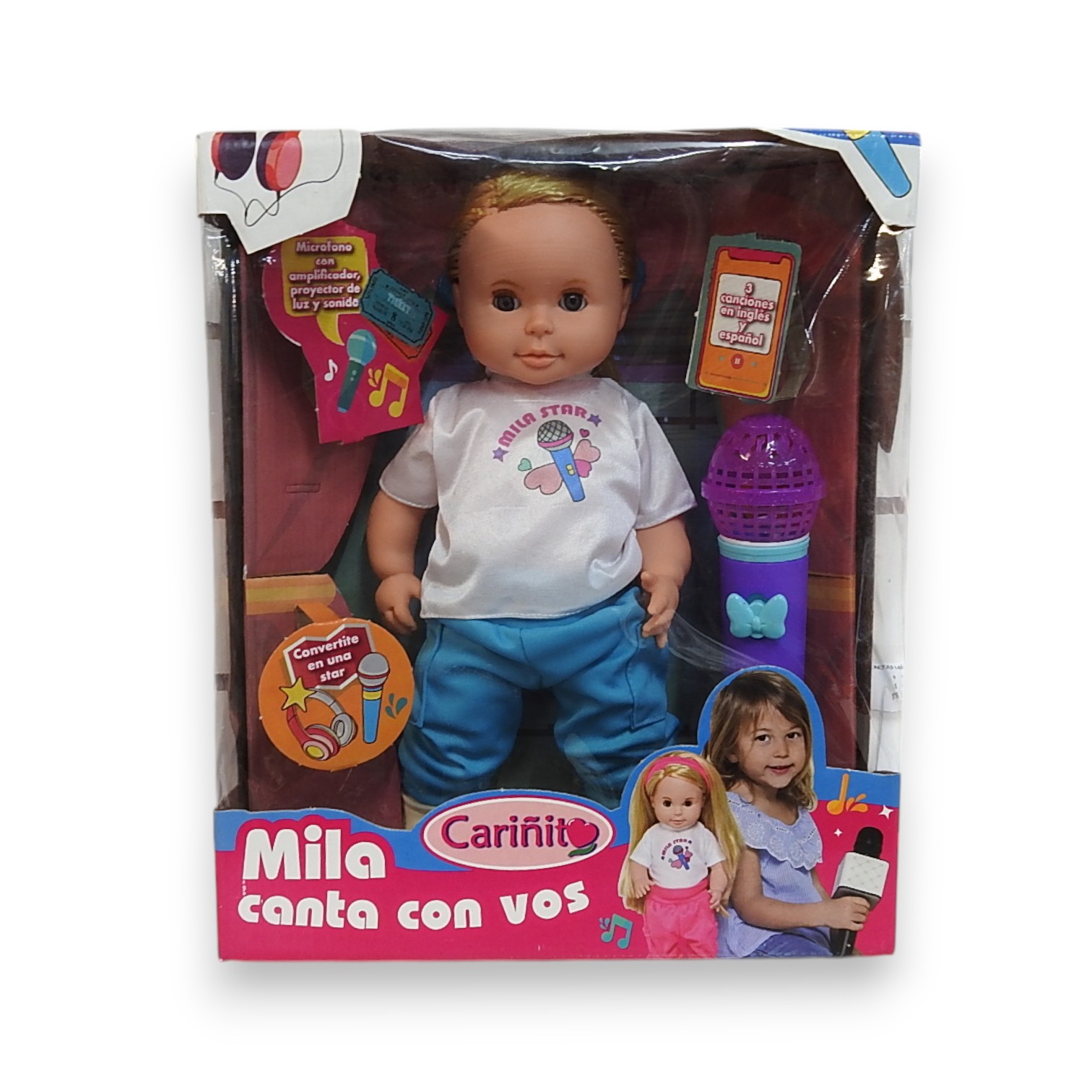 MUÑECA MILA CANTA CON VOS CON ACCESORIOS CARIÑITO