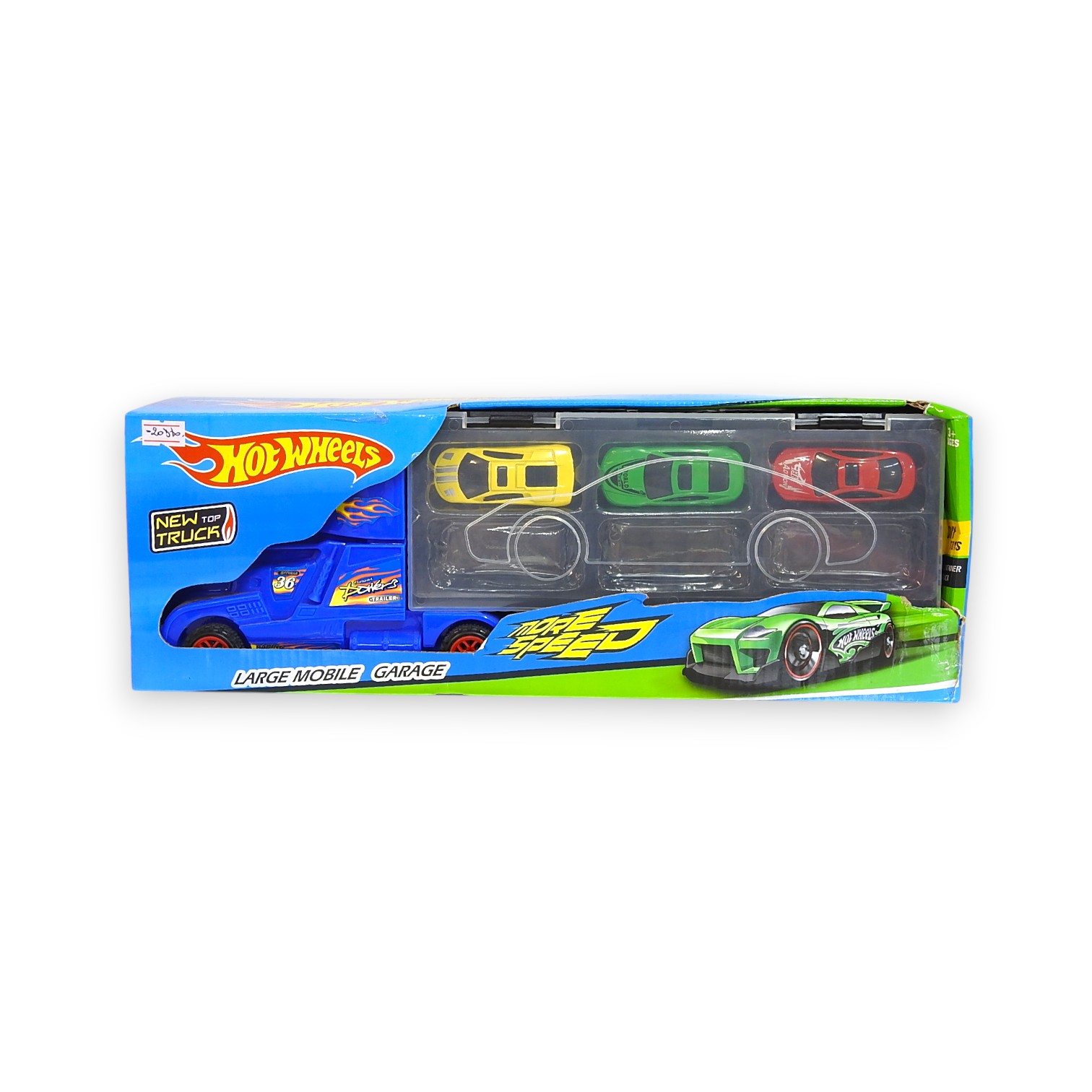 CAMION LARGE MOBILE GARAGE + 6 AUTOS HOTWHEELS