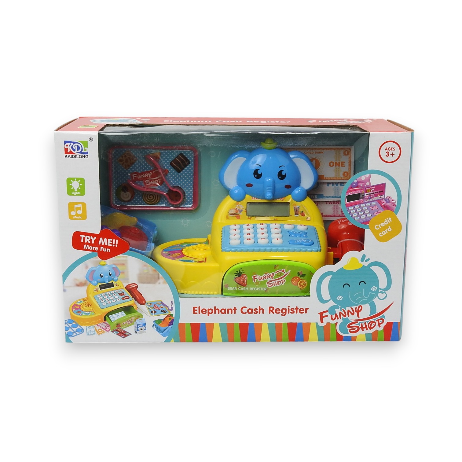 CAJA REGISTRADORA ELEFANTE CON ACCESORIOS
