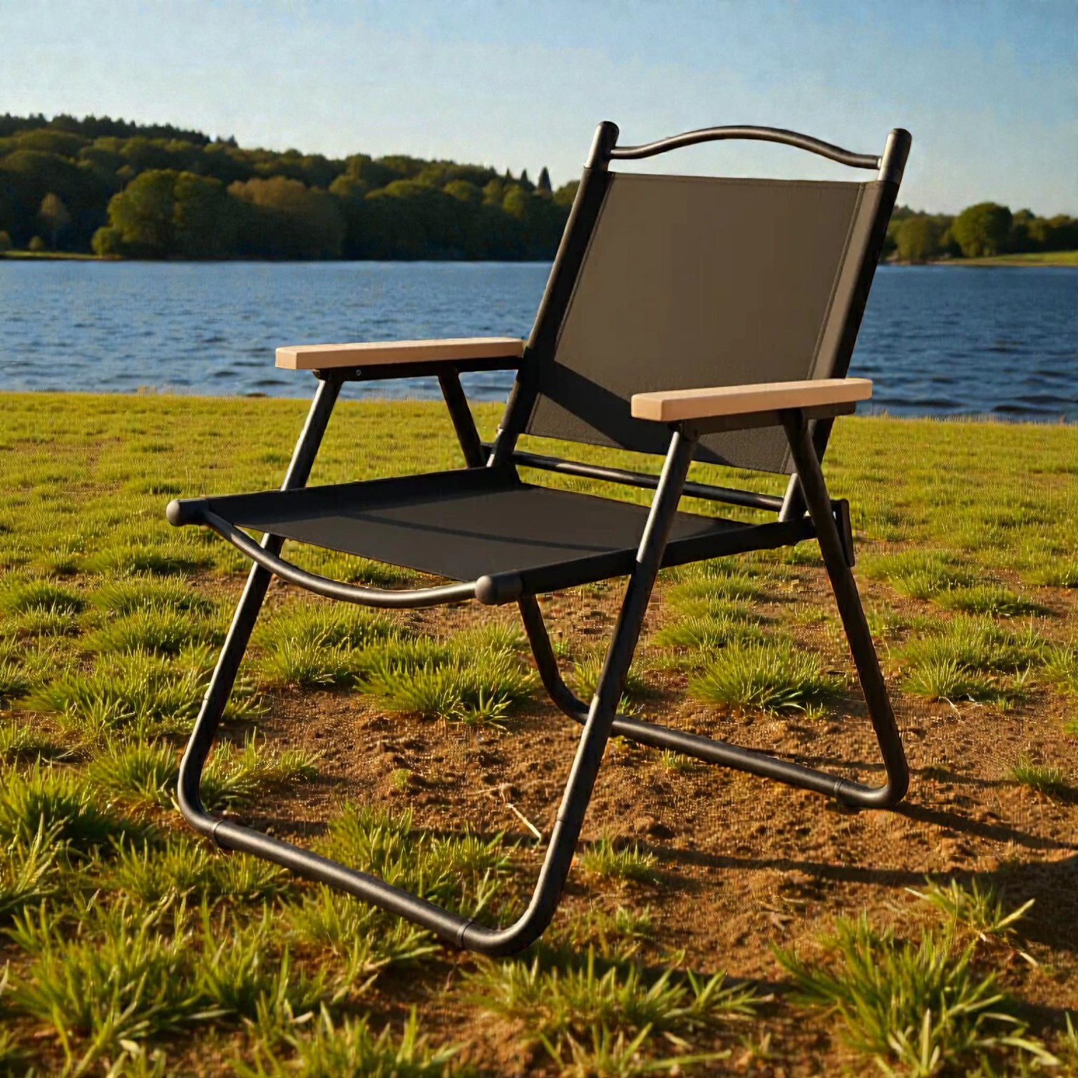 Silla camping negro / madera