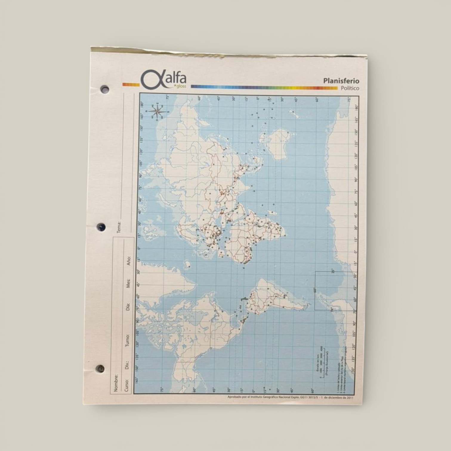 Mapa alfa nro.3 planisferio polit.und.art.3140200