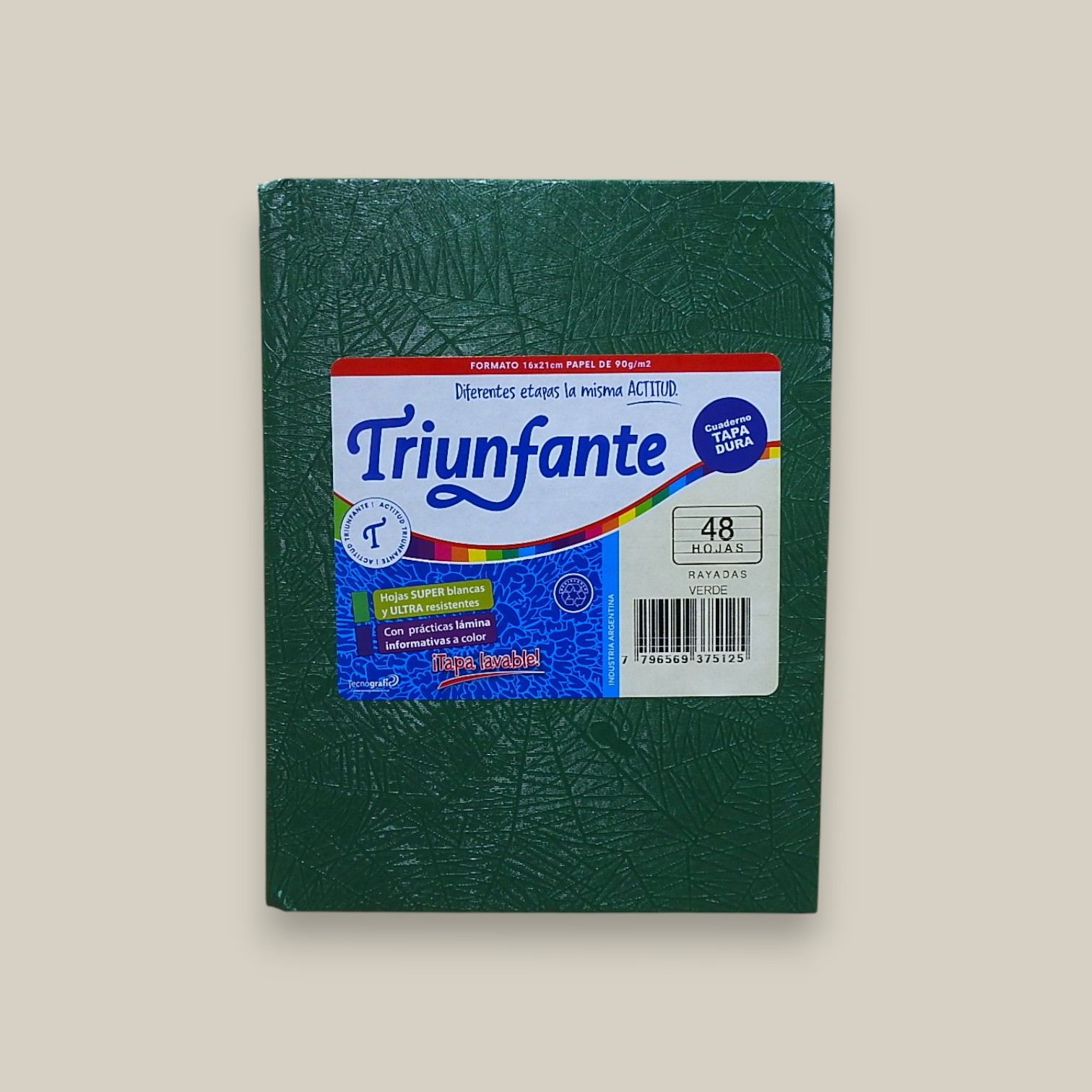 Cuaderno t/dura triunfante 48 hjs rayadas verde n.1