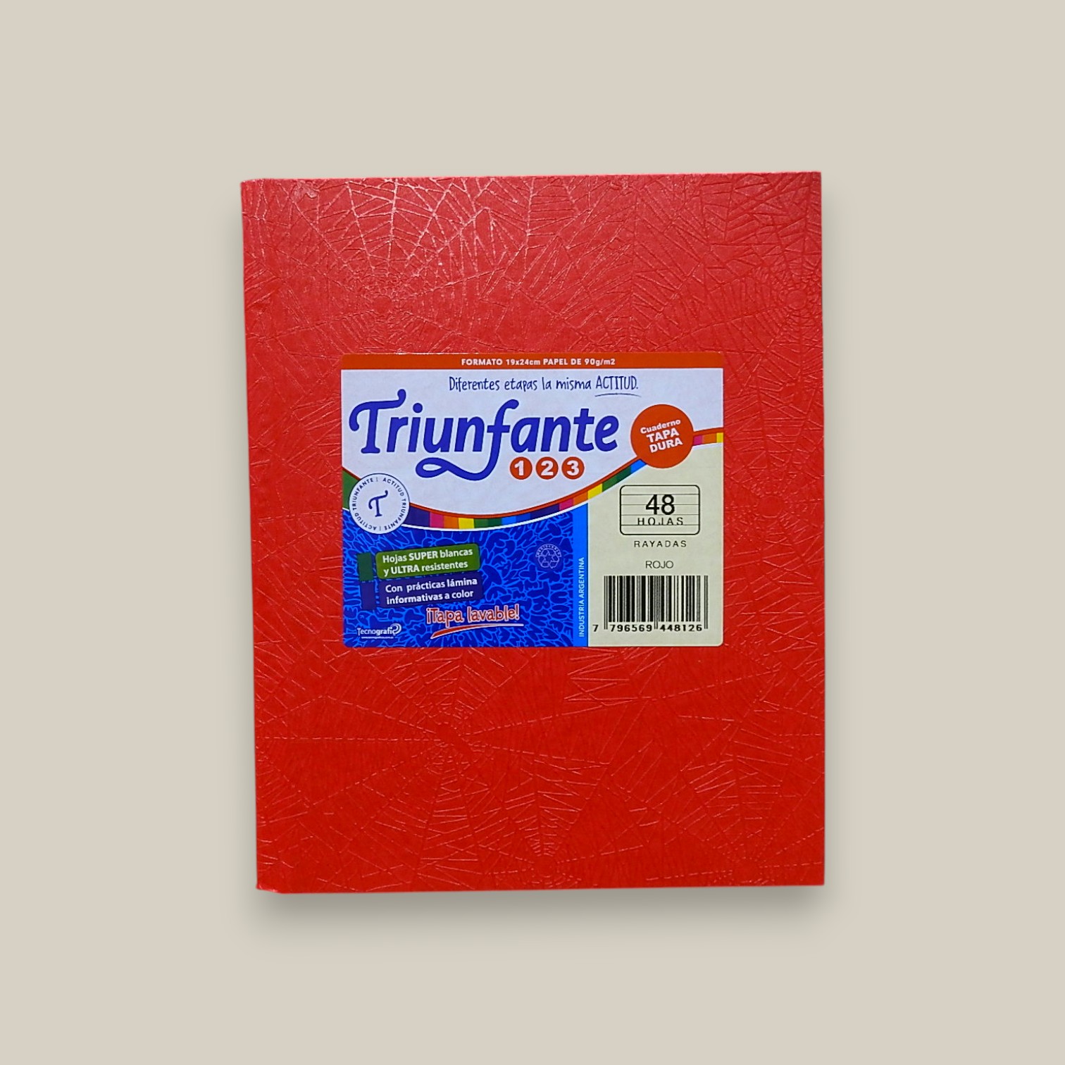 Cuaderno t/dura triunfante 123 48 hjs rayadas rojo n.3