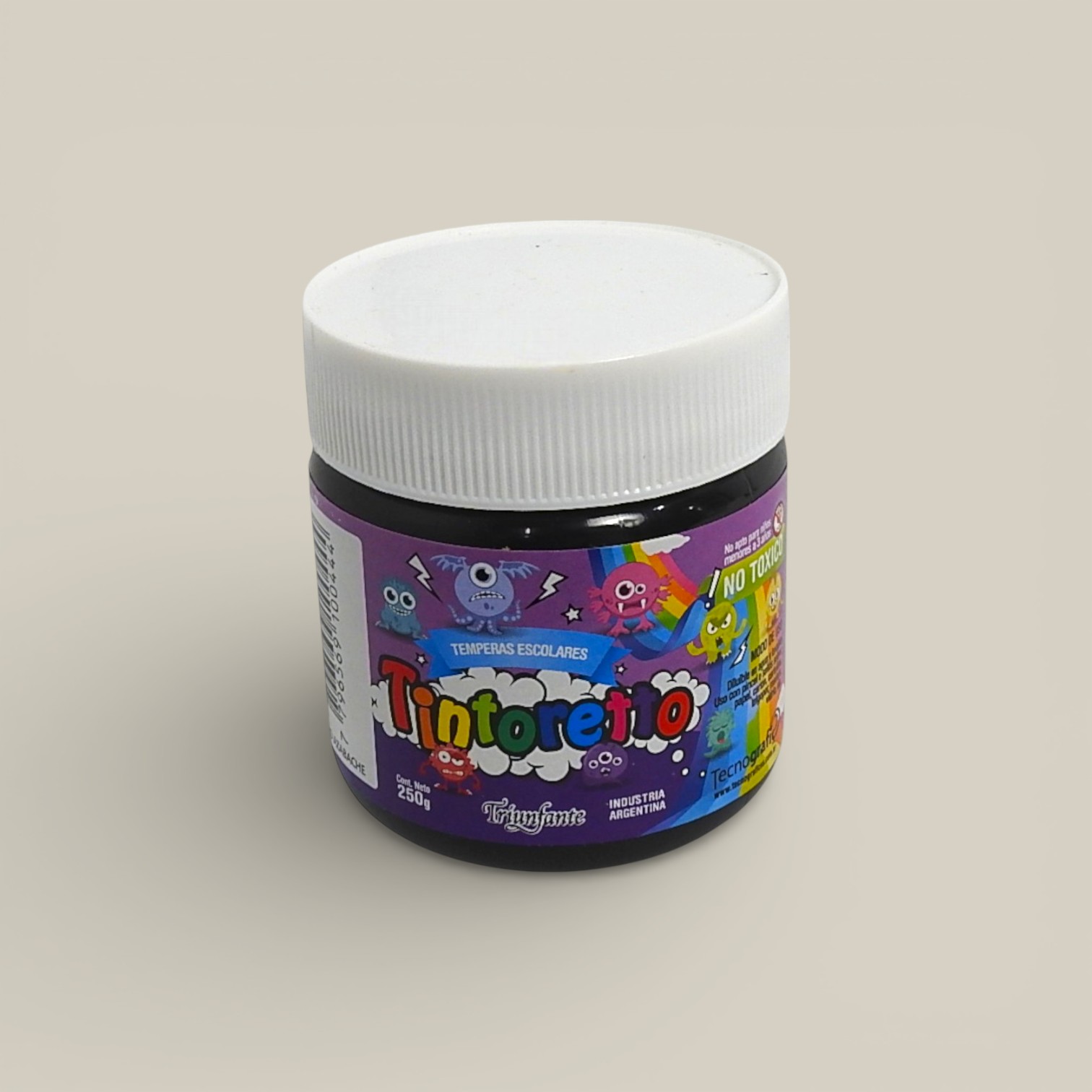 Tempera pote tinto negro azabache x 250gr.