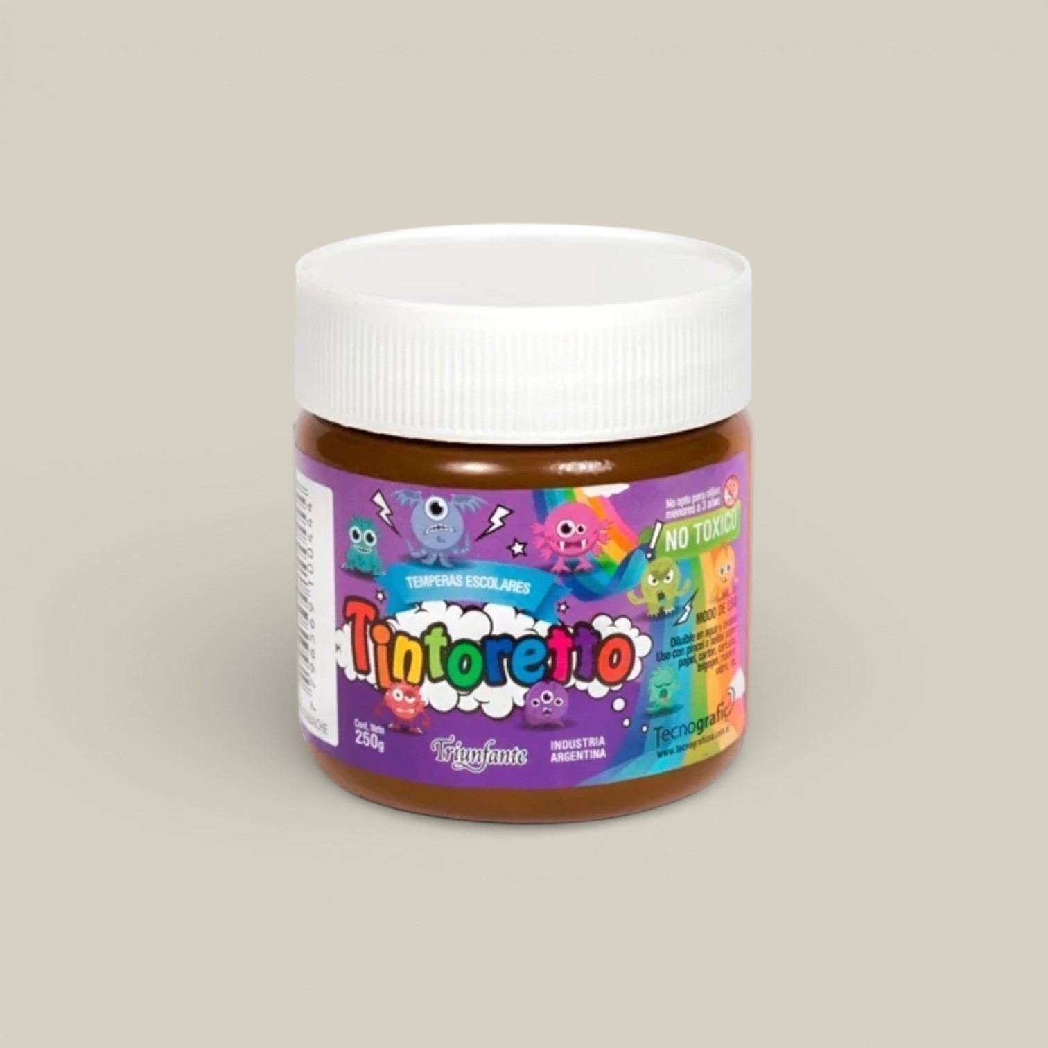 Tempera pote tinto marron madera x 250gr.