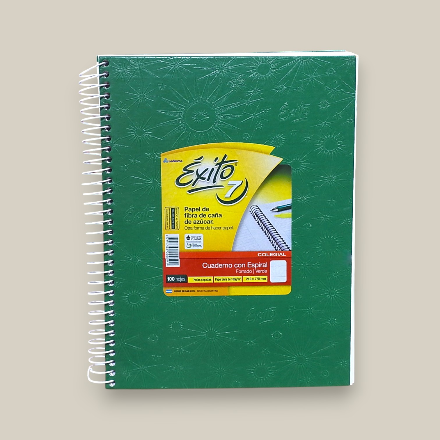 Cuaderno esp.exito 21x27cm x 100hjs.verde