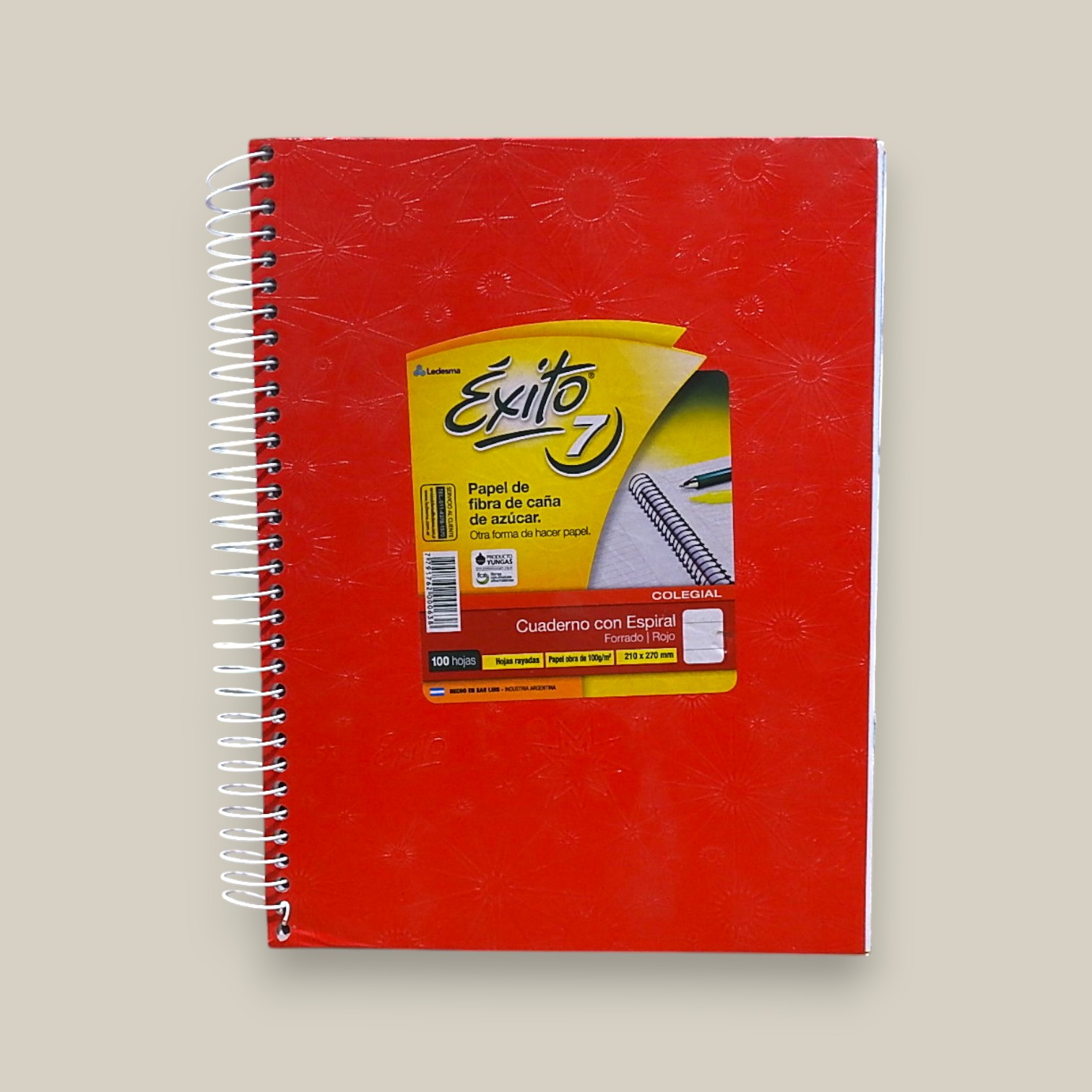 Cuaderno esp.exito 21x27cm 100hjs.rojo