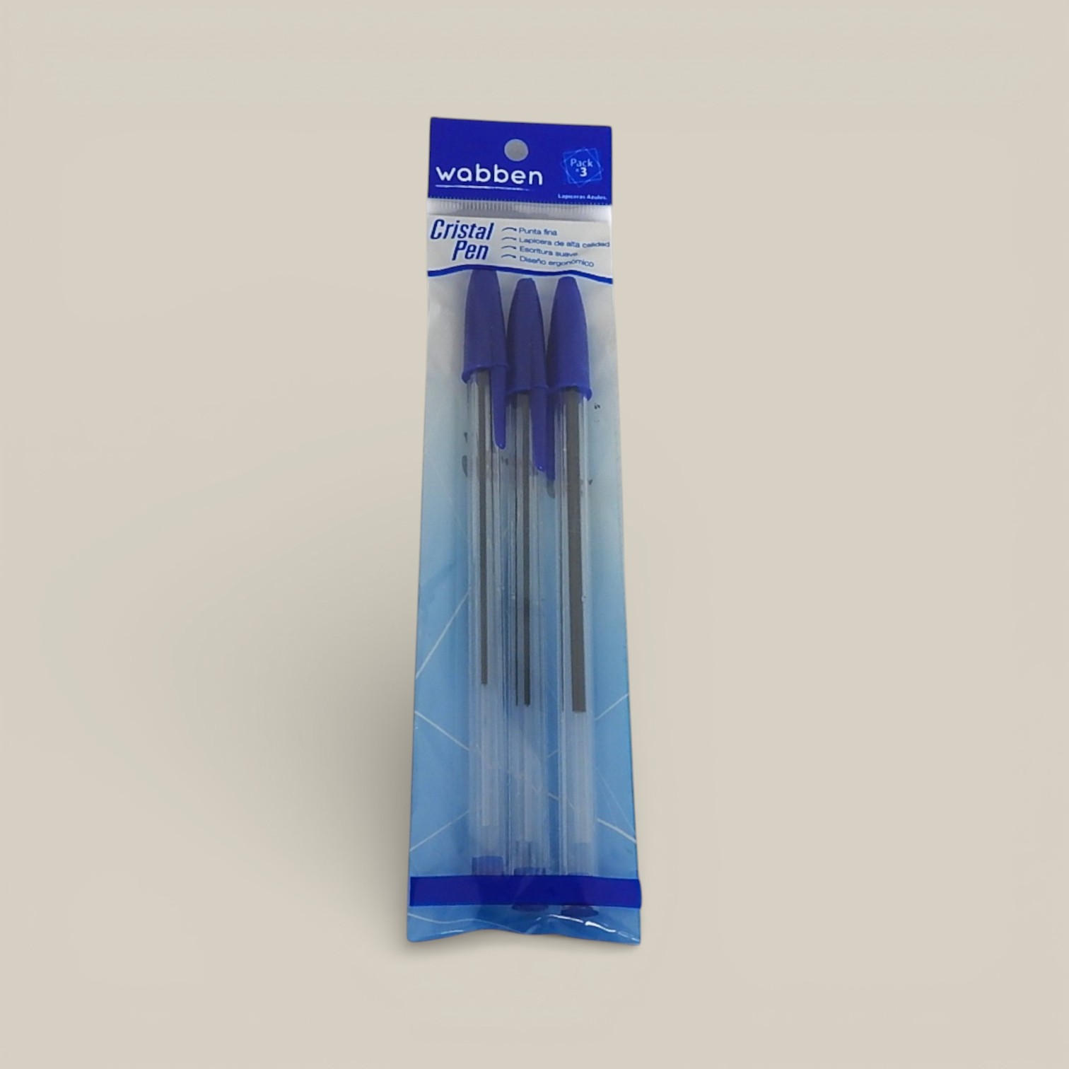 Lapicera cristal azul x3 flow art. 9154