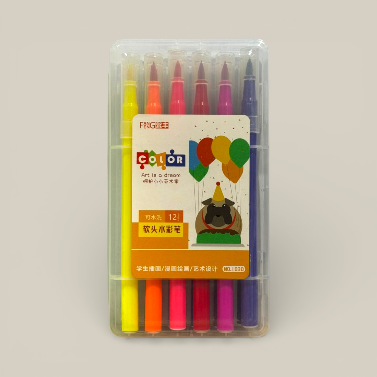 Marcador punta pincel semi blanda x 12 art.24763