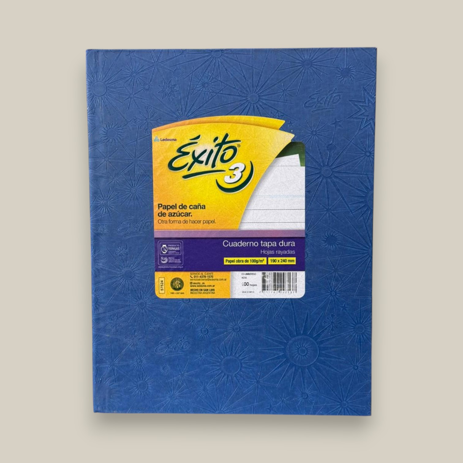 Cuaderno exito forrado azul x 100 h