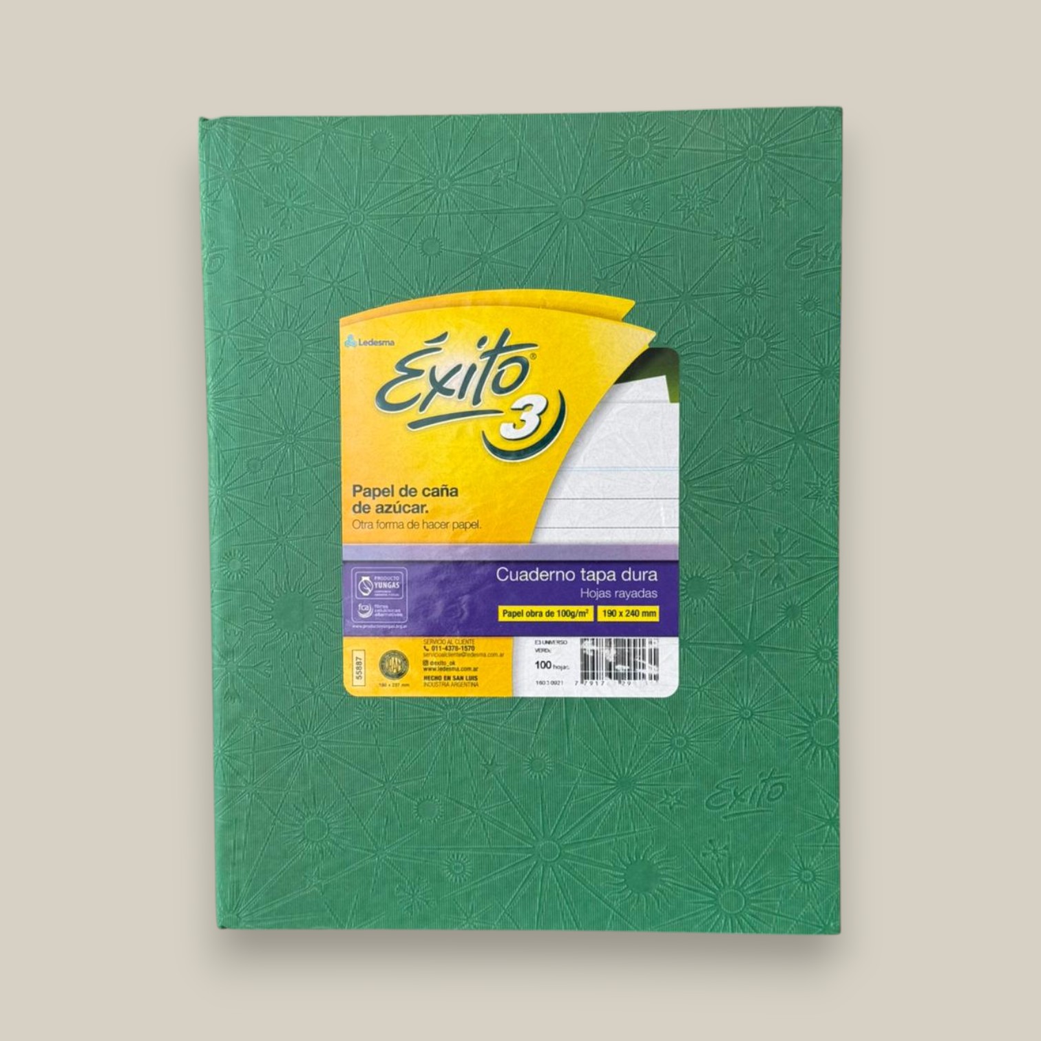 Cuaderno exito forrado verde x 100 h