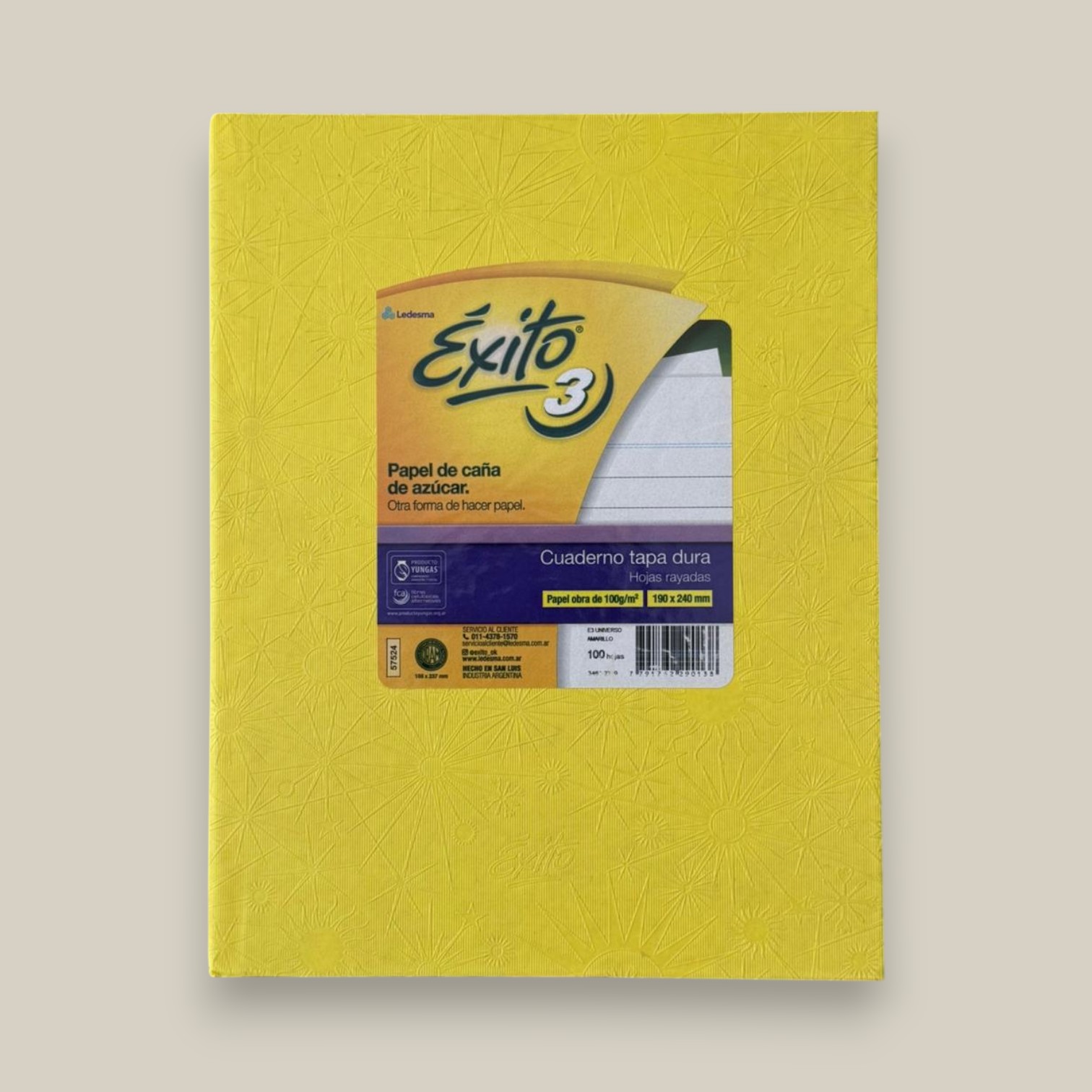 Cuaderno exito forrado amarillo x 100 h