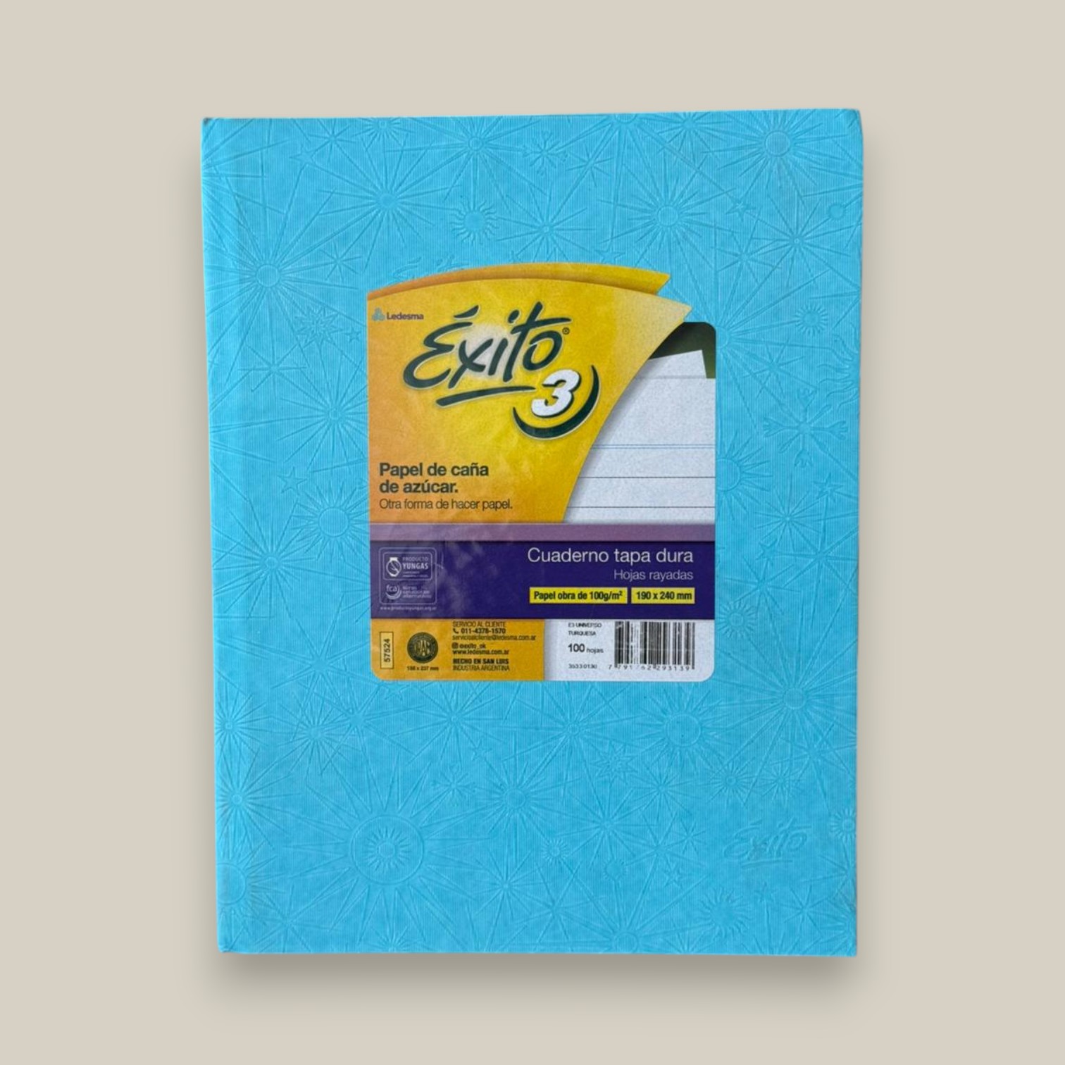 Cuaderno exito forrado celeste x 100h