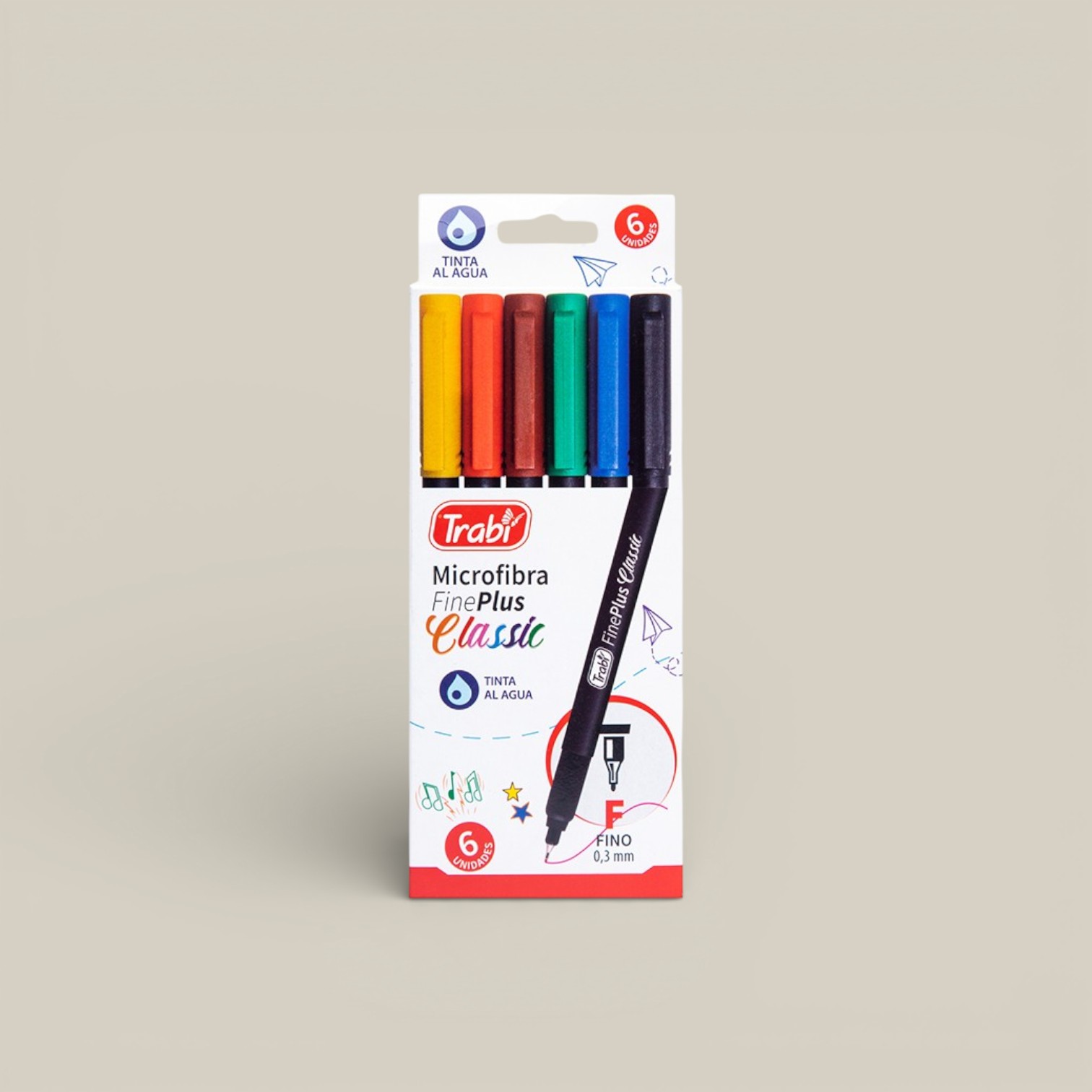 Marcador fine plus al agua x 6 art. tr95204