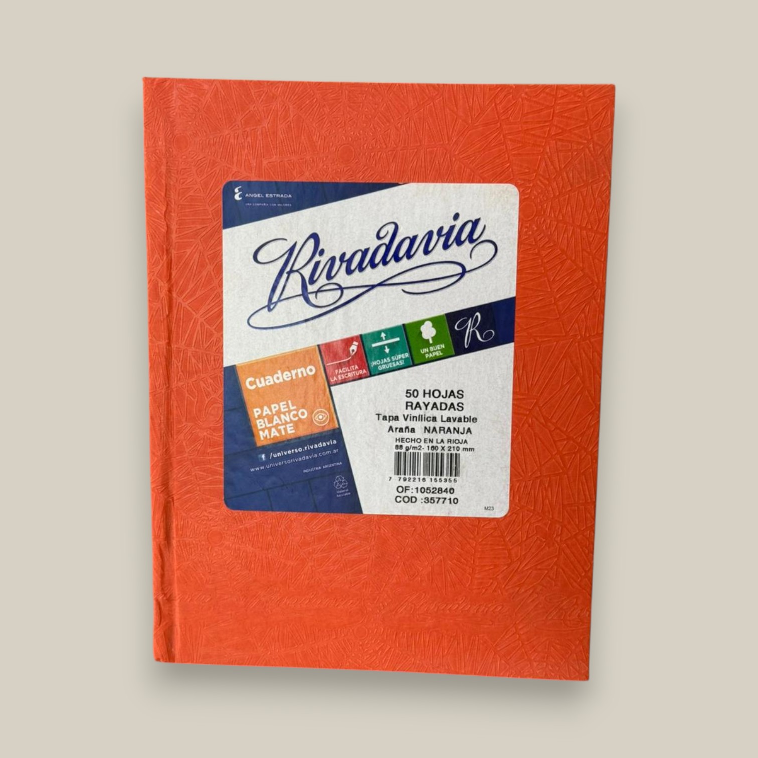 Cuaderno rivadavia forrado naranja x 50 h