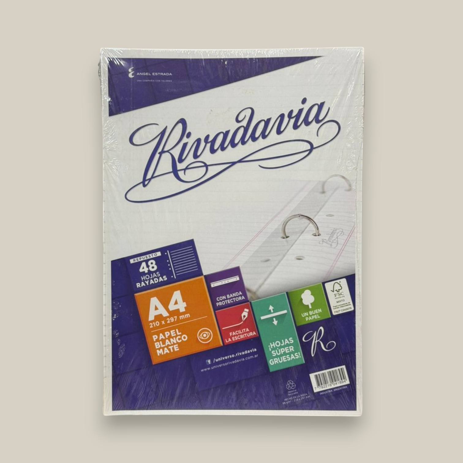 Repuesto rivadavia a4 c/banda x 48 h