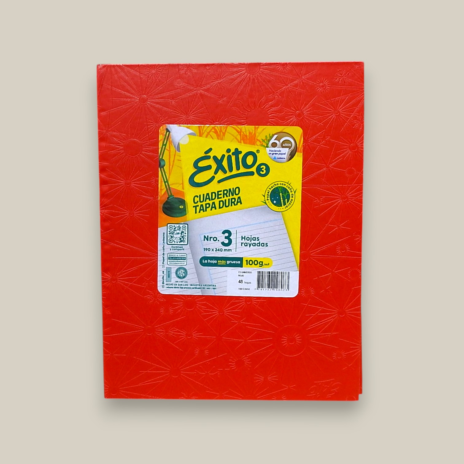 Cuaderno exito e3 forrado x 48 h rojo