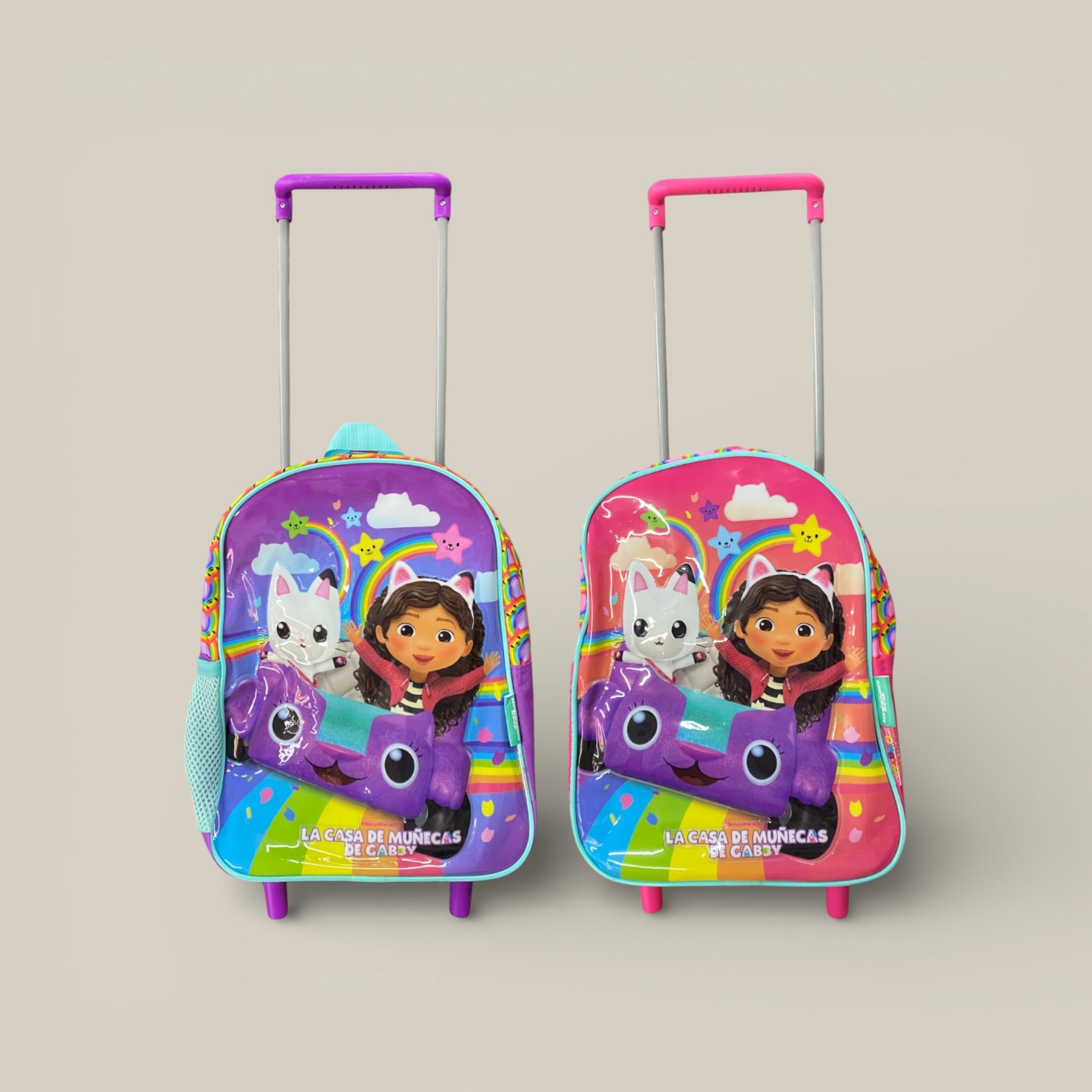 Mochila gabby dollhouse 12" carro arco iris