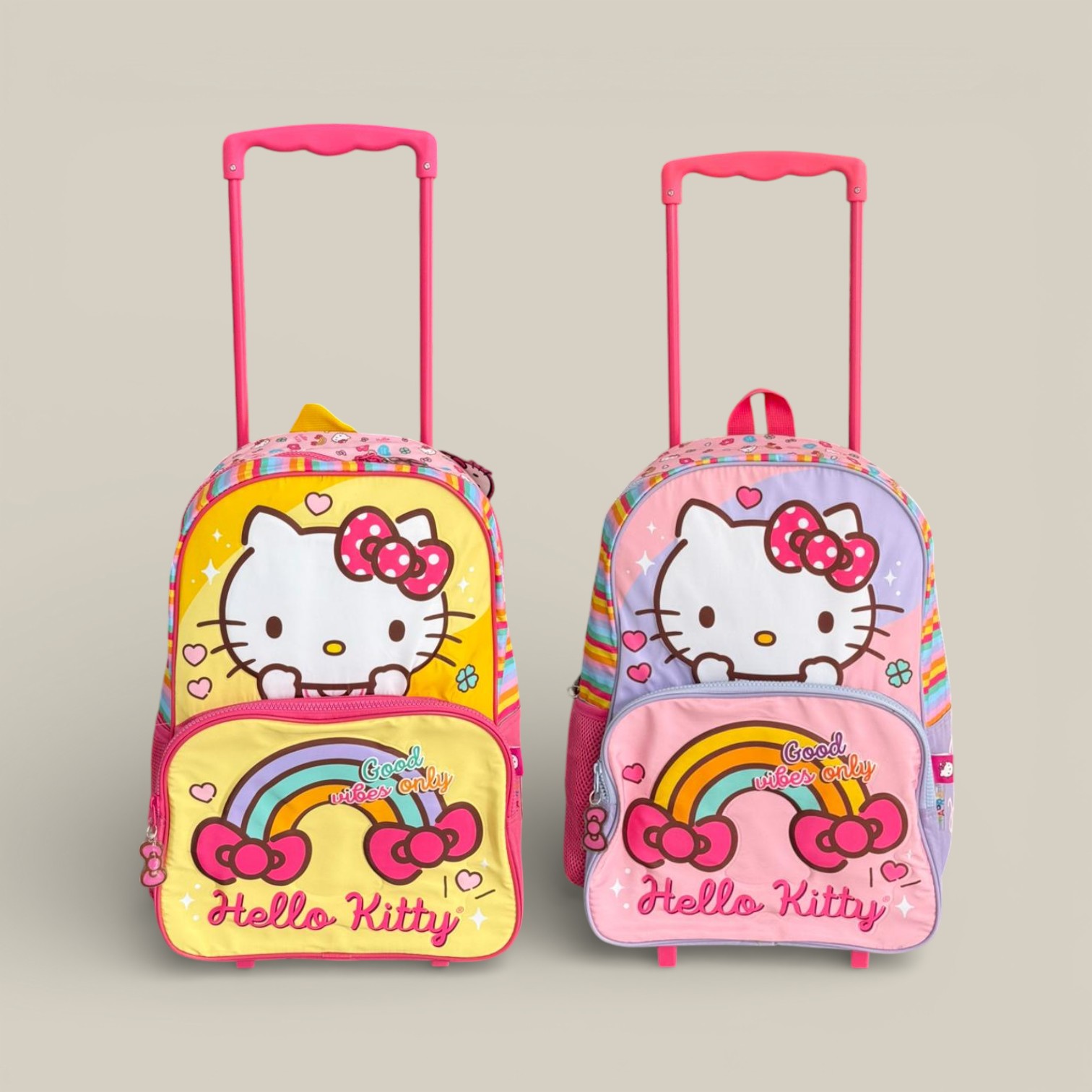 Mochila hello kitty 16" carro arco iris