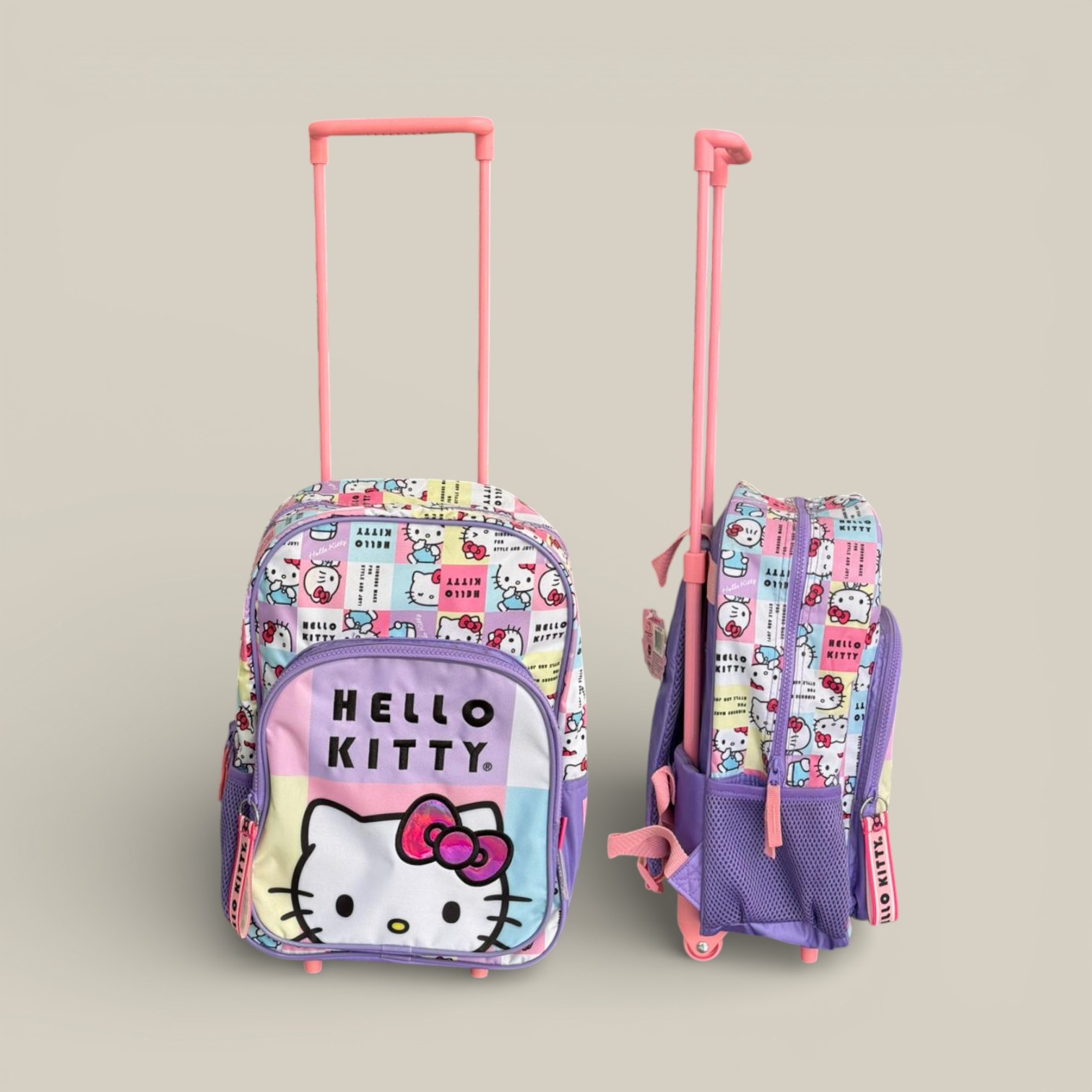 Mochila helo kitty 14" carro cuadrille