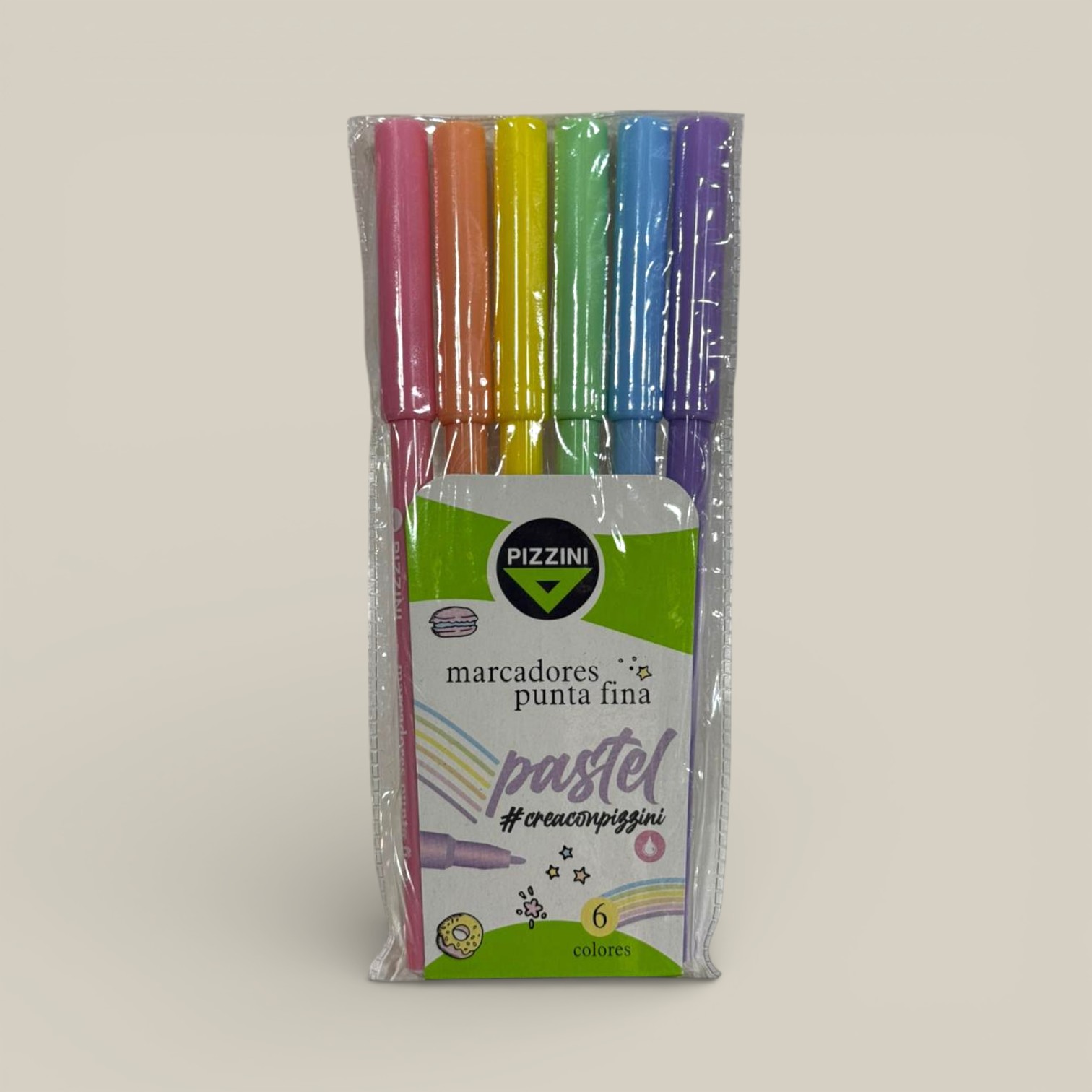 Marcador punta fina pastel x 6