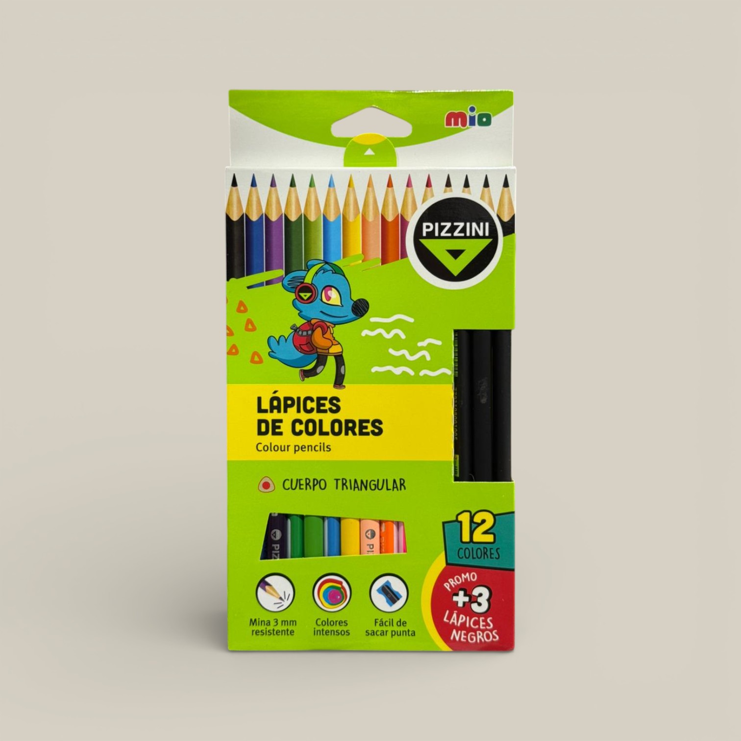 Lapices mad largos triang x 12 + 3 hb