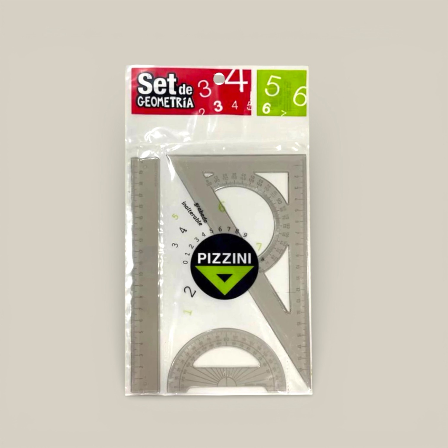 Set geometria escolar 3 piezas humo