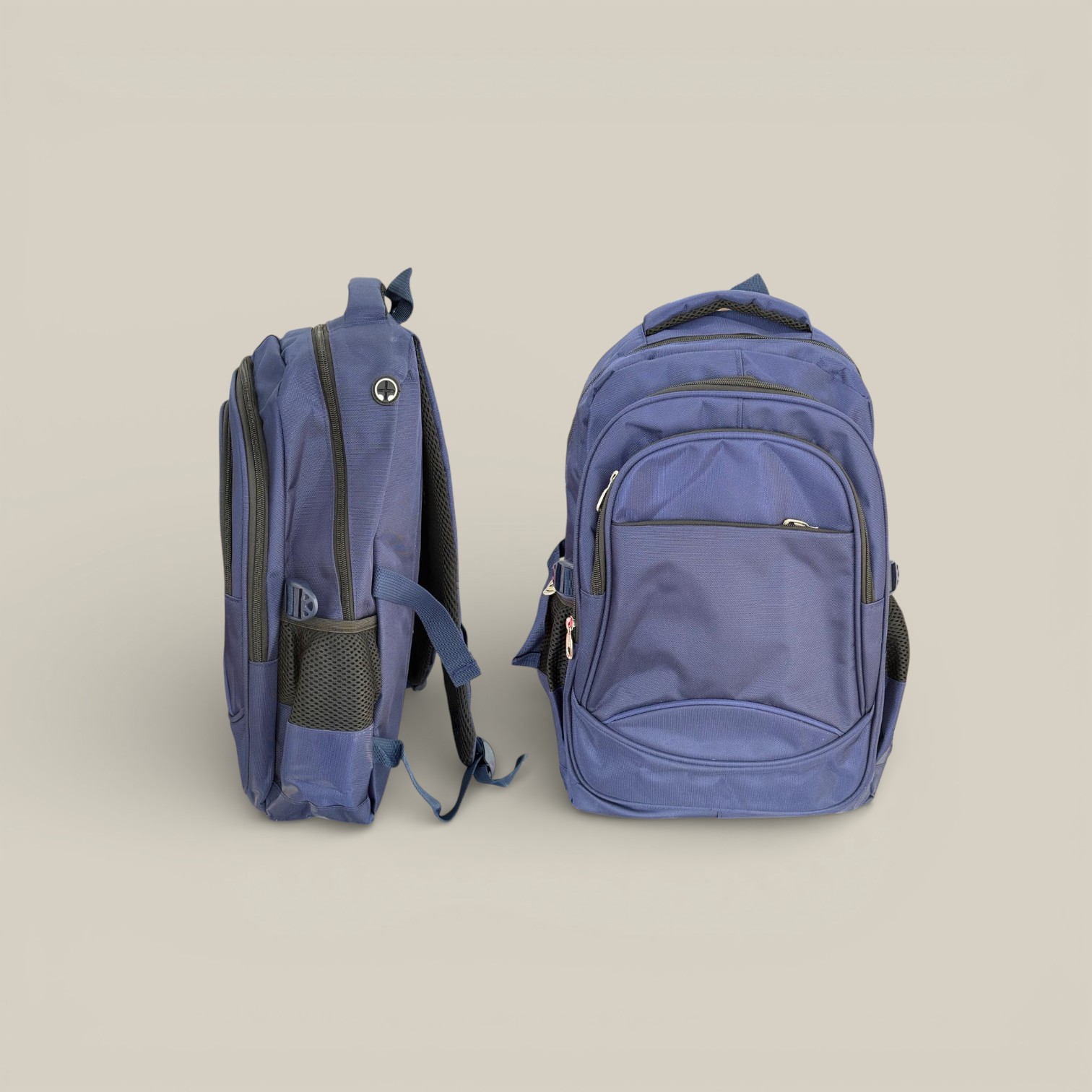 Mochila nylon 4 cierre azul/negro