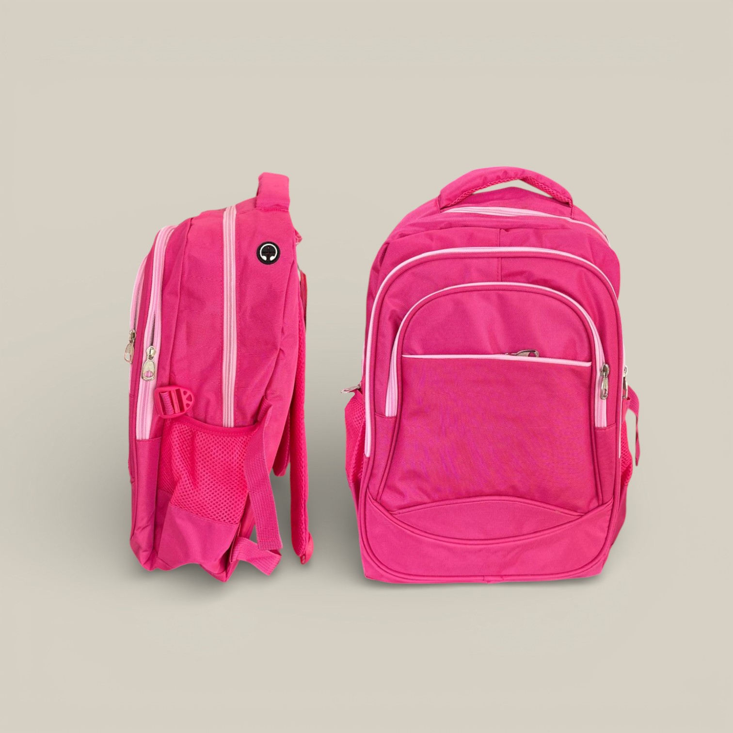 Mochila nylon 4 cierre fucsia/rosa