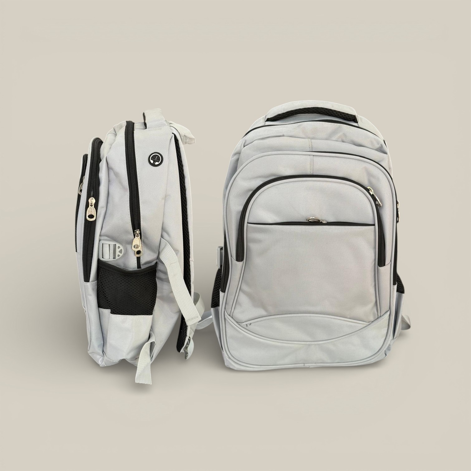 Mochila nylon 4 cierre gris/negro