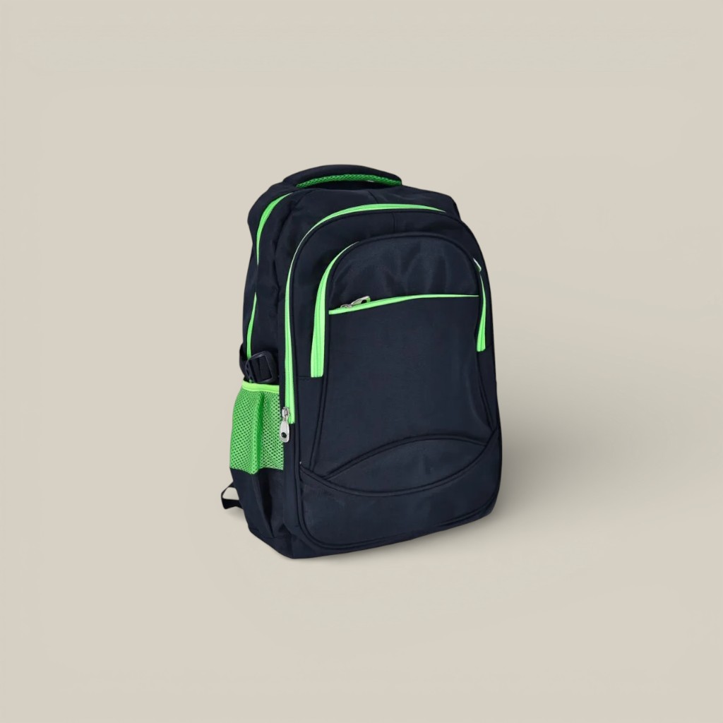 Mochila nylon 4 cierre negro/verde