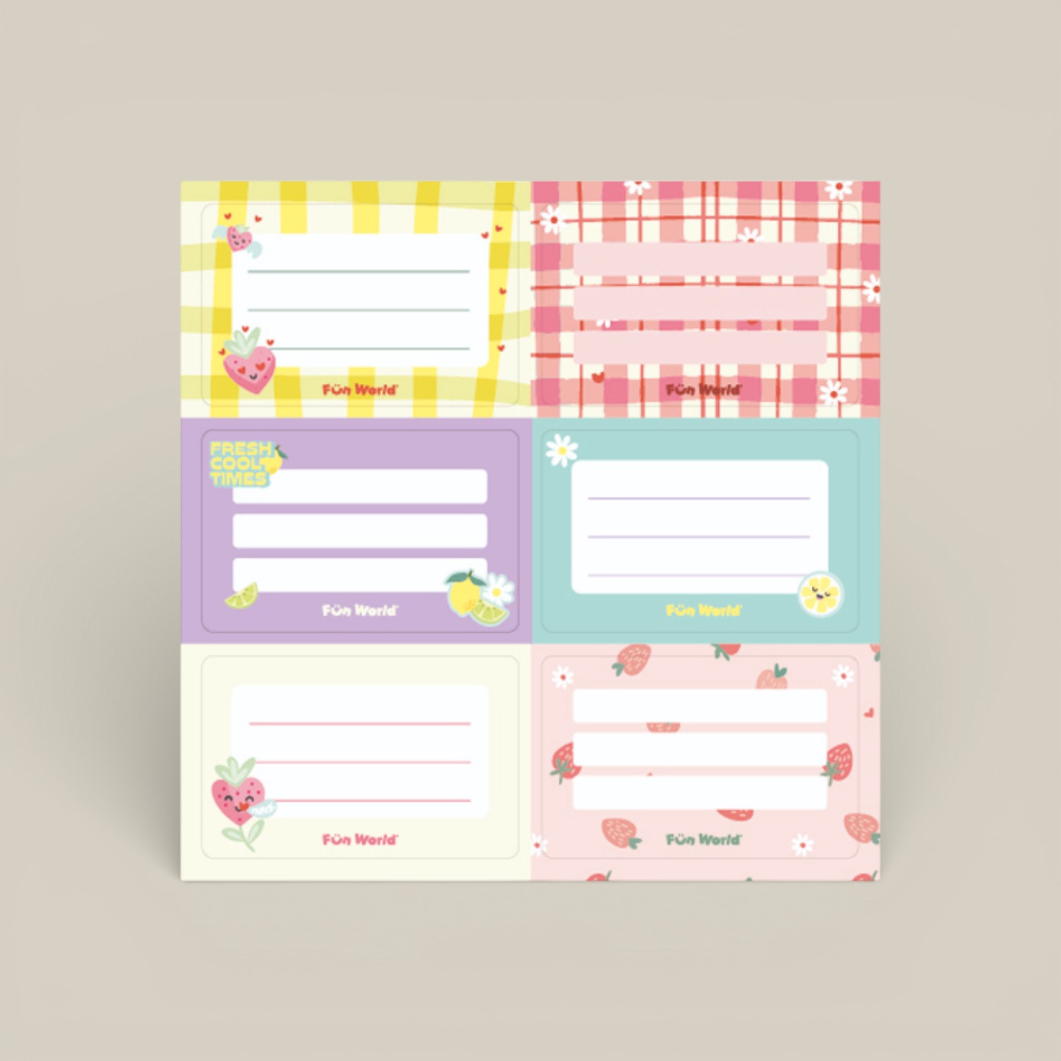 Etiquetas autoadhesivas fw escolares fresh x 2 planchas