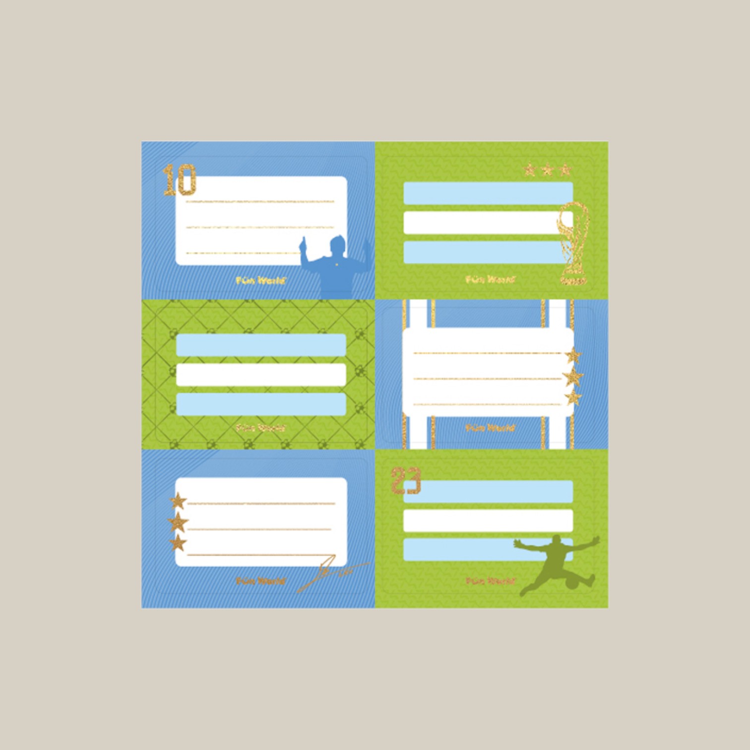 Etiquetas autoadhesivas fw escolares jugadores x 2 planchas