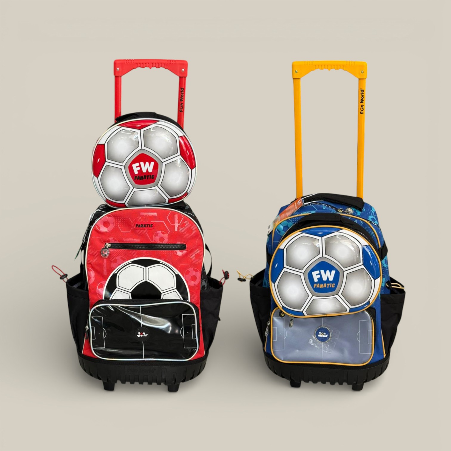 Mochila fun world c/carro 18" c/lunchera fanatic