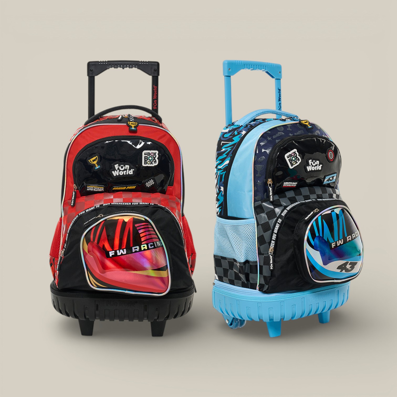 Mochila fun world c/carro 18" desmontable race