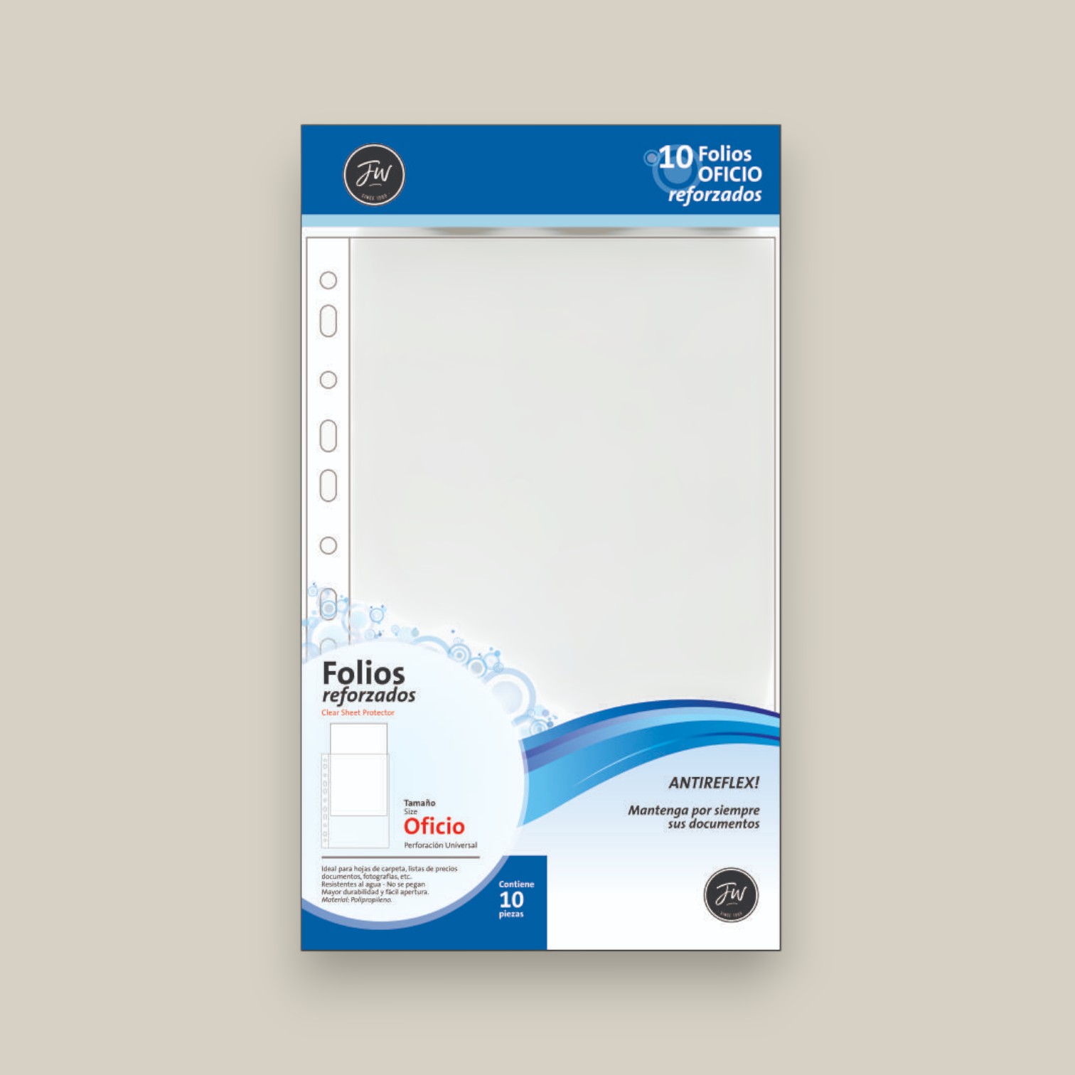 Folios p.p. reforzados x 10 oficio