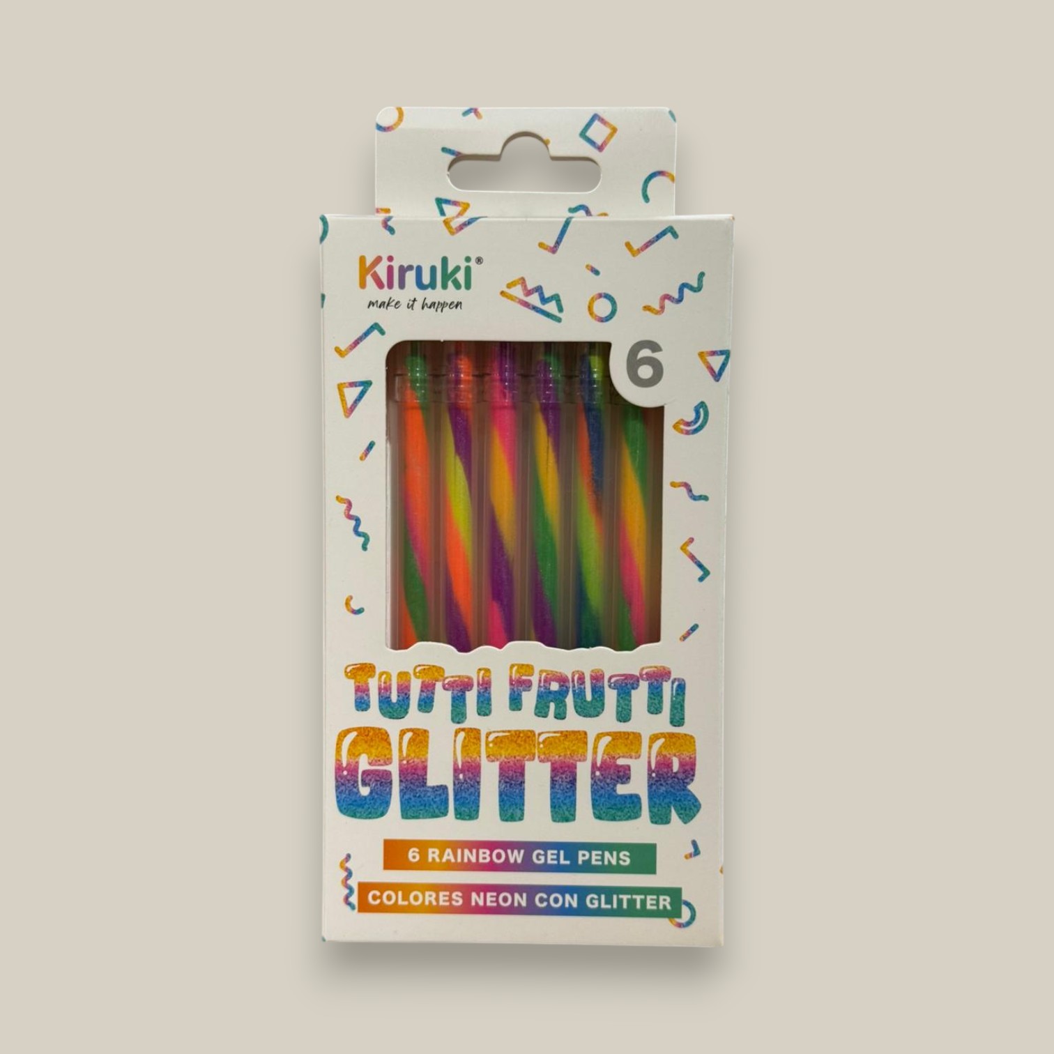 Boligrafo rollers tutti frutti x 6 neon c/glitter