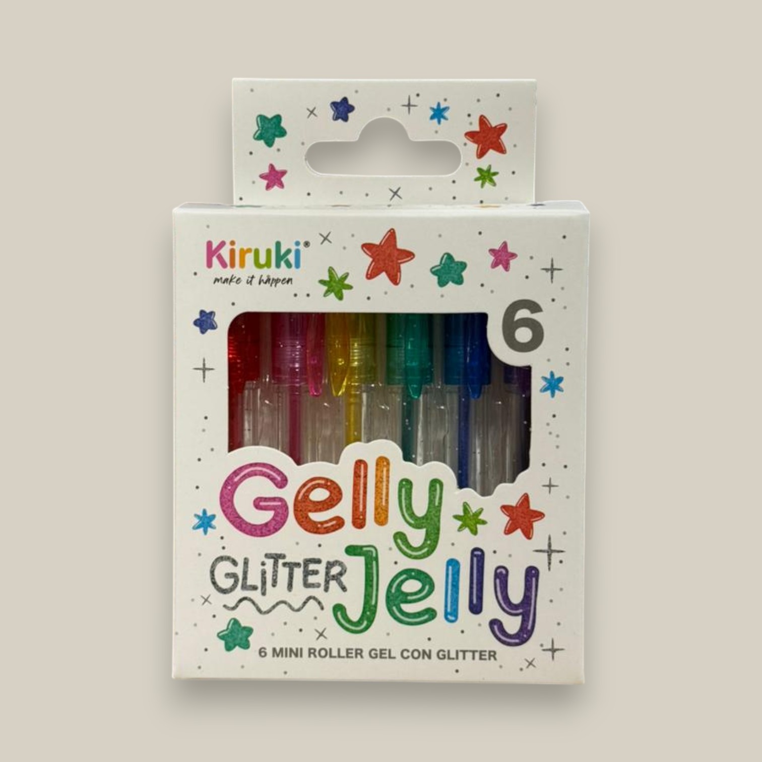 Mini rollers tinta gel c/glitter x 6