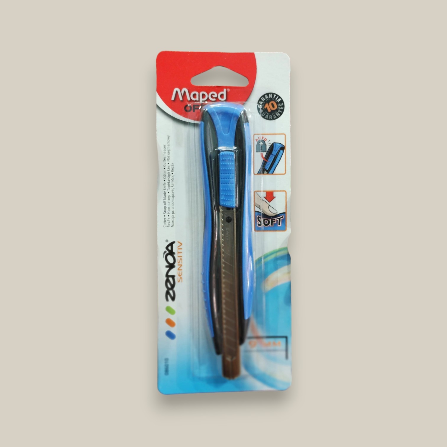 Cutter zenoa sensitiv cutter 9mm c/guia metalica - blister x 1