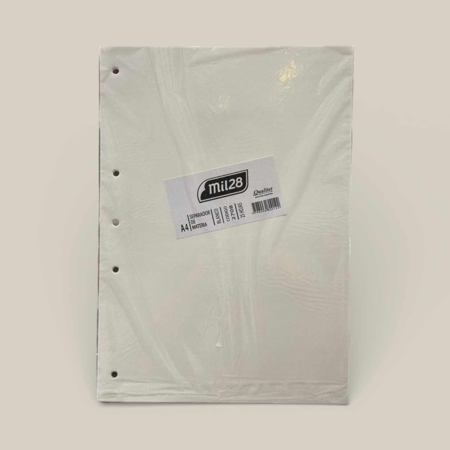 Separador materias a4 blanco x 25hs