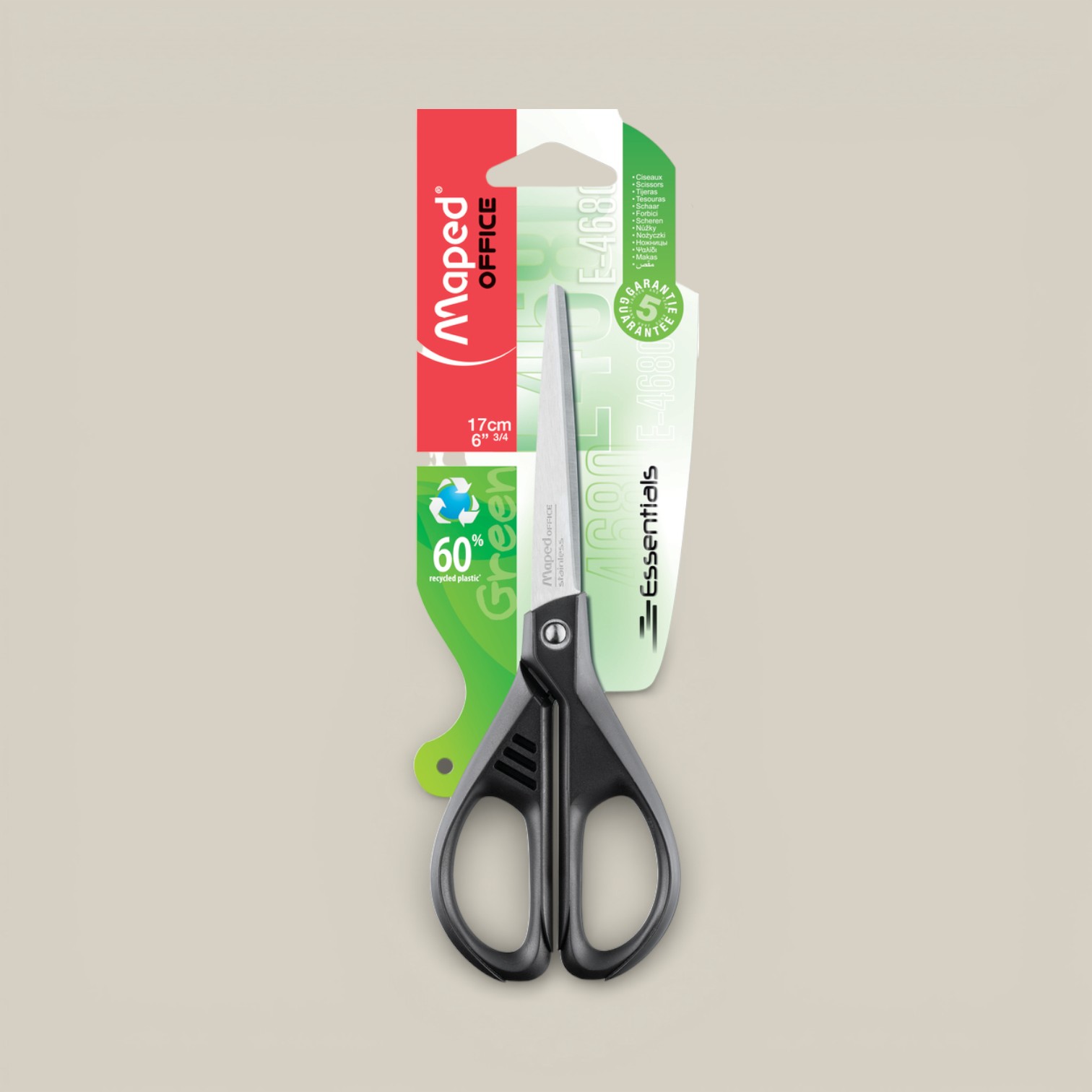 Tijeras essential green 17cm