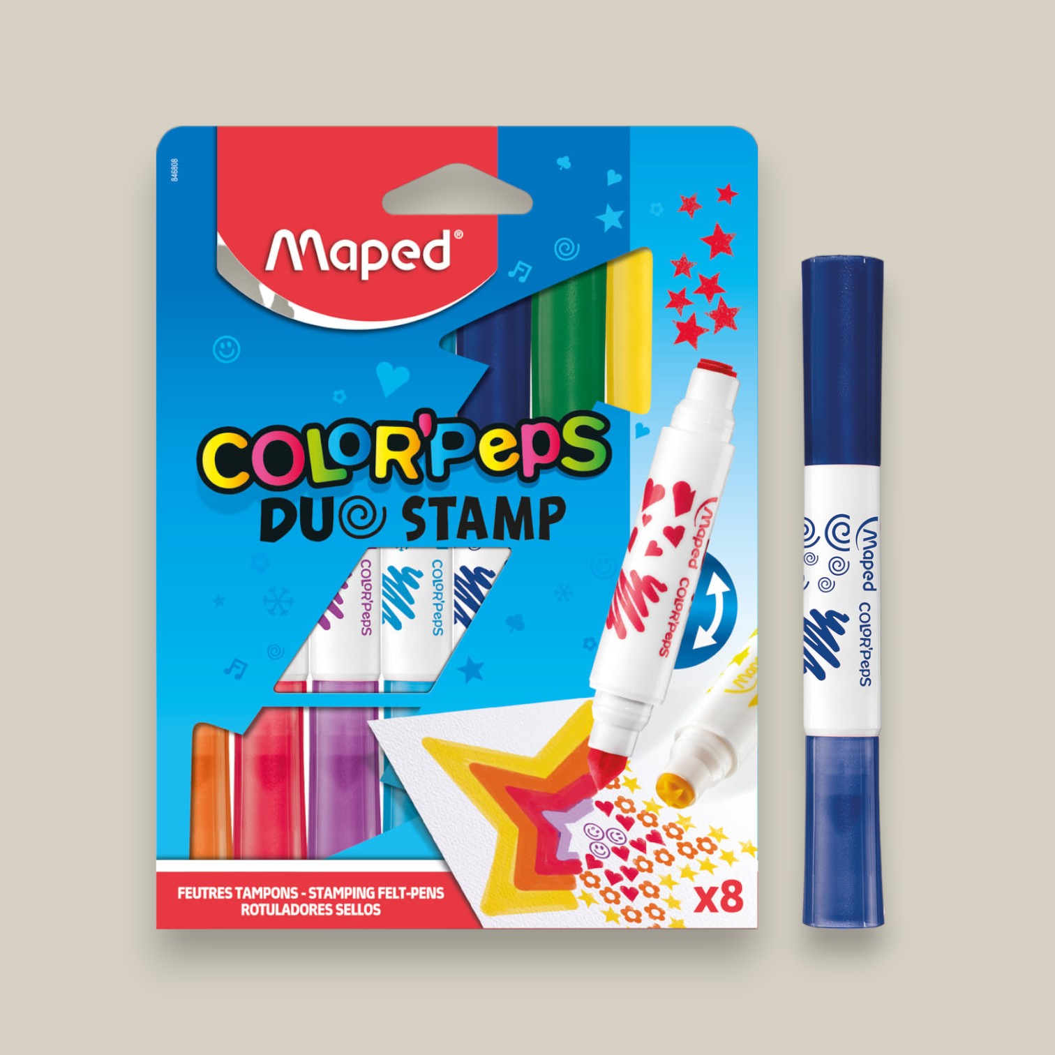 Marcadores color pep?s con sellos x 8