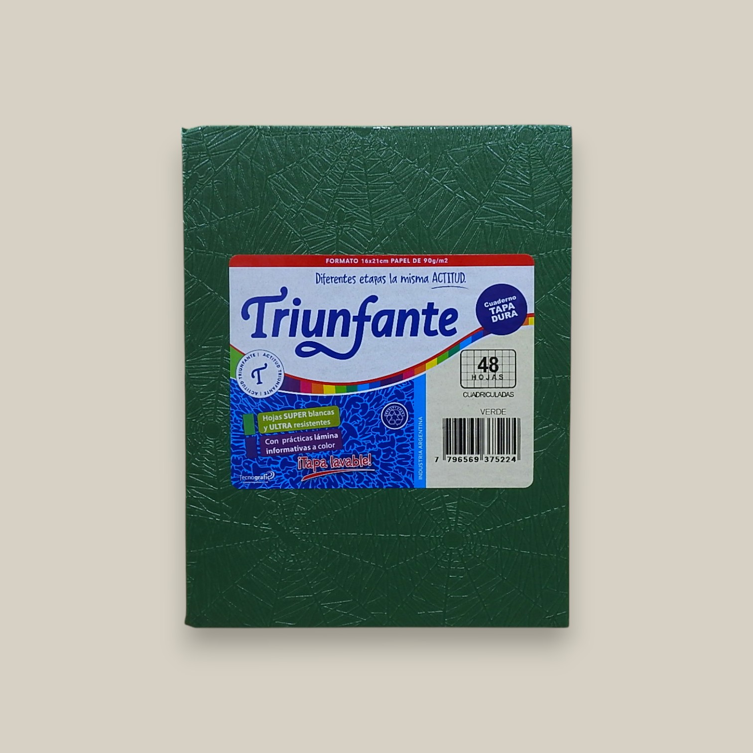 Cuaderno t/dura triunfante 48 hjs cuadriculado verde n.1