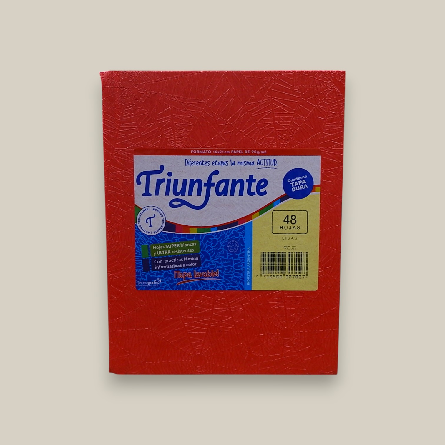 Cuaderno t/dura triunfante 48 hjs lisas rojo n.1