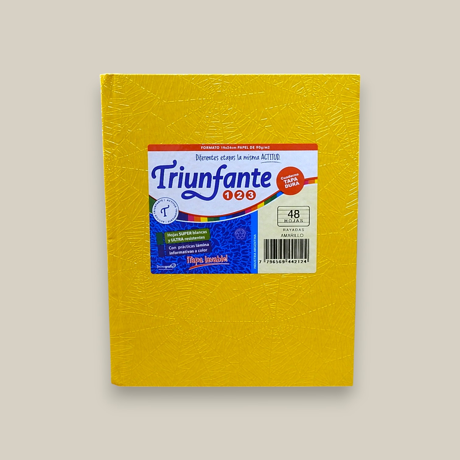 Cuaderno t/dura triunfante 123 48 hjs rayadas amarillo n.3