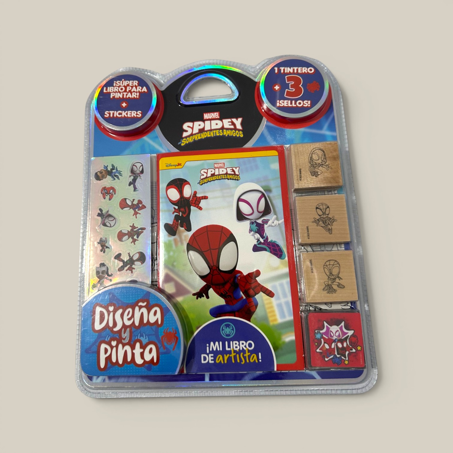 Libro p/diseñar y pintar spidey & friends c/accesorios